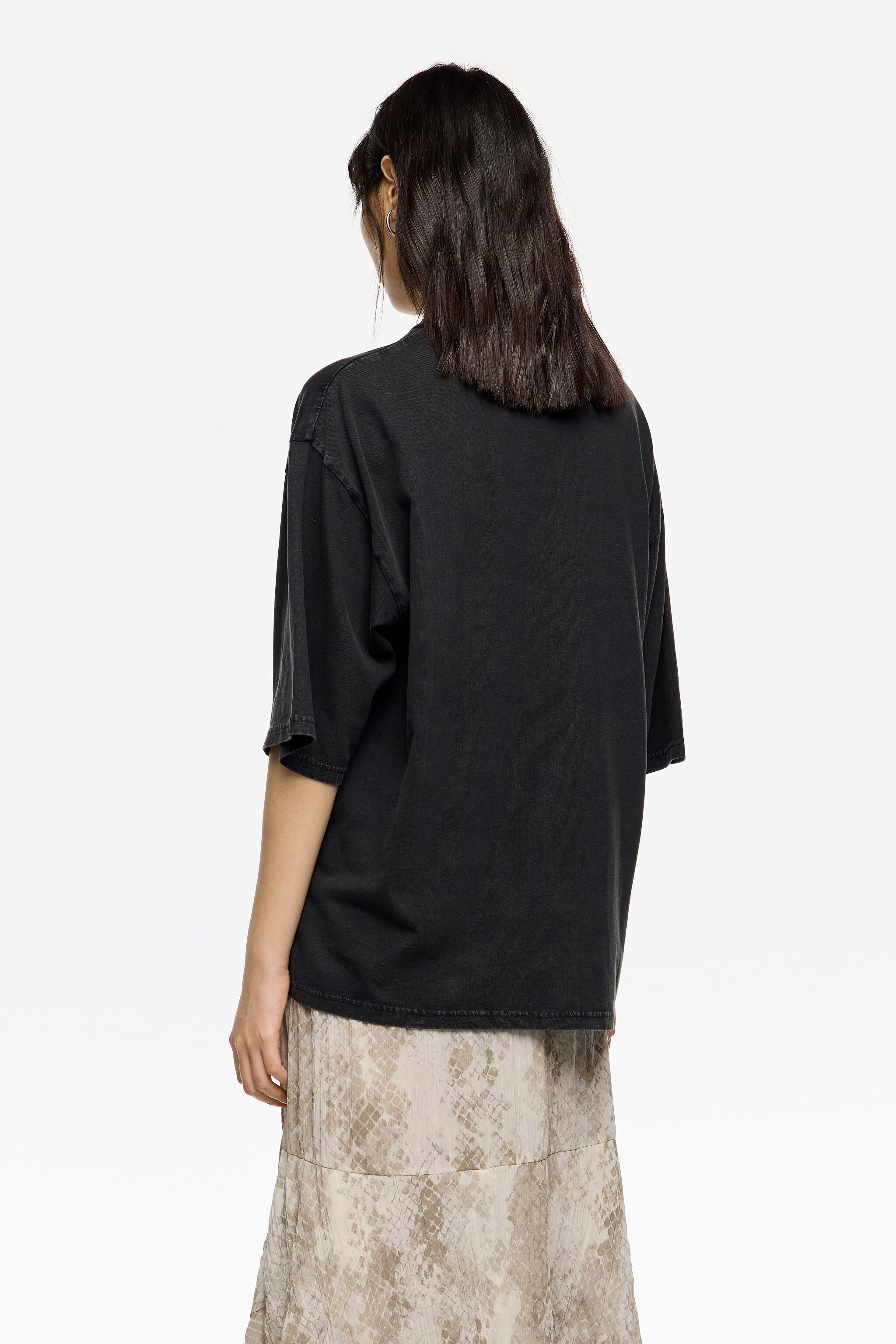 Taupe Snake asymmetric pleated skirt