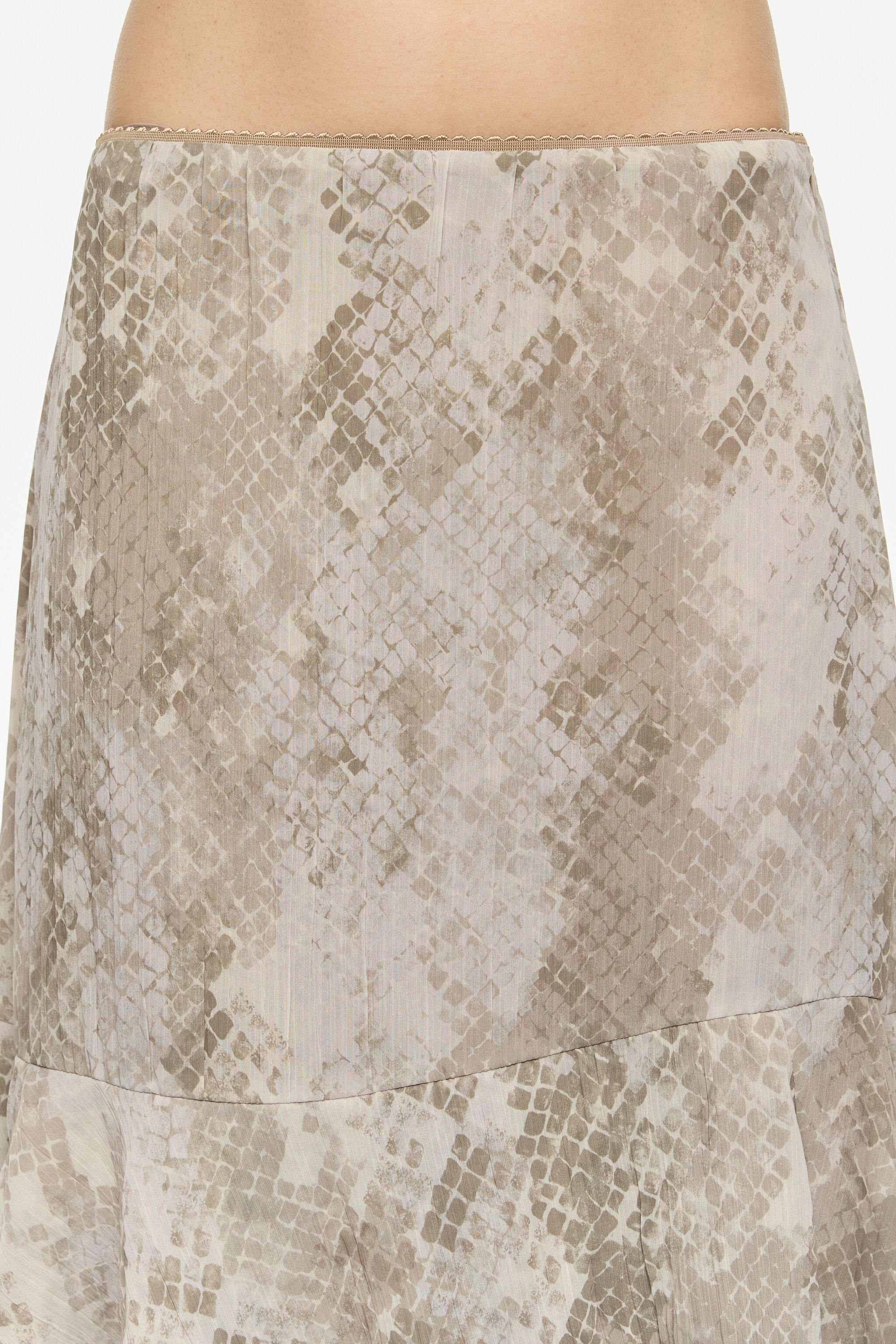 Taupe Snake asymmetric pleated skirt
