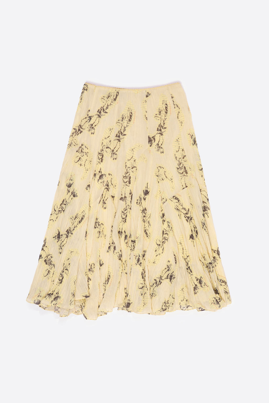 Light yellow Notebook pleated asymmetric skirt