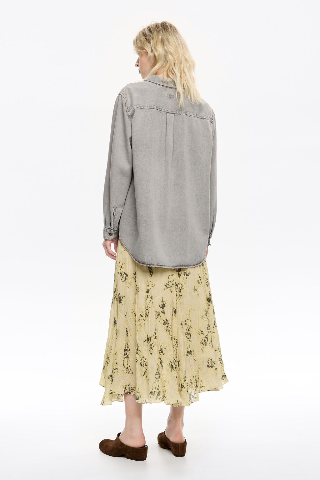 Light yellow Notebook pleated asymmetric skirt