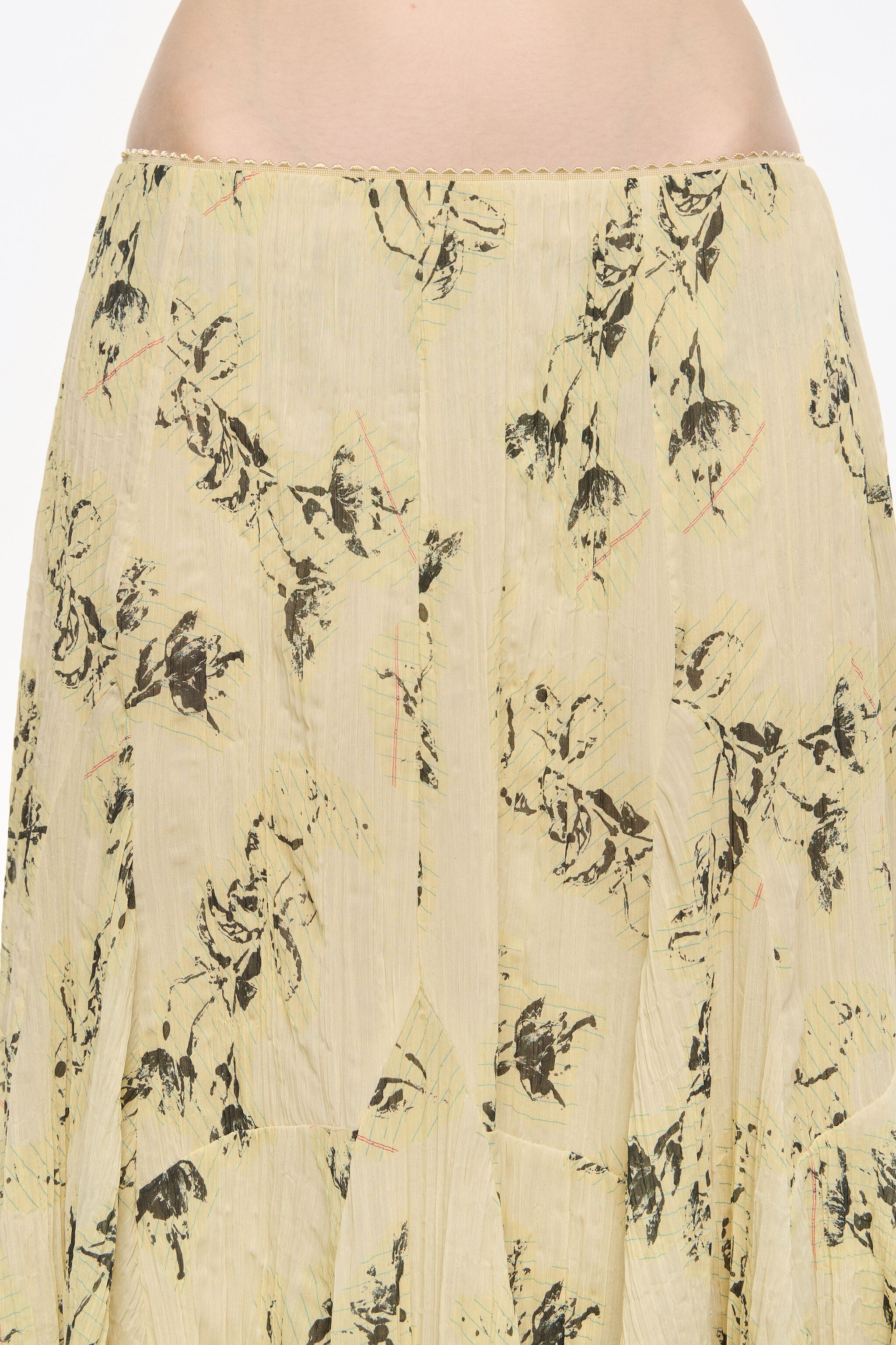 Light yellow Notebook pleated asymmetric skirt