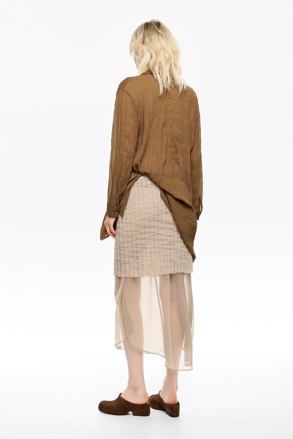 Sand overlay knit skirt