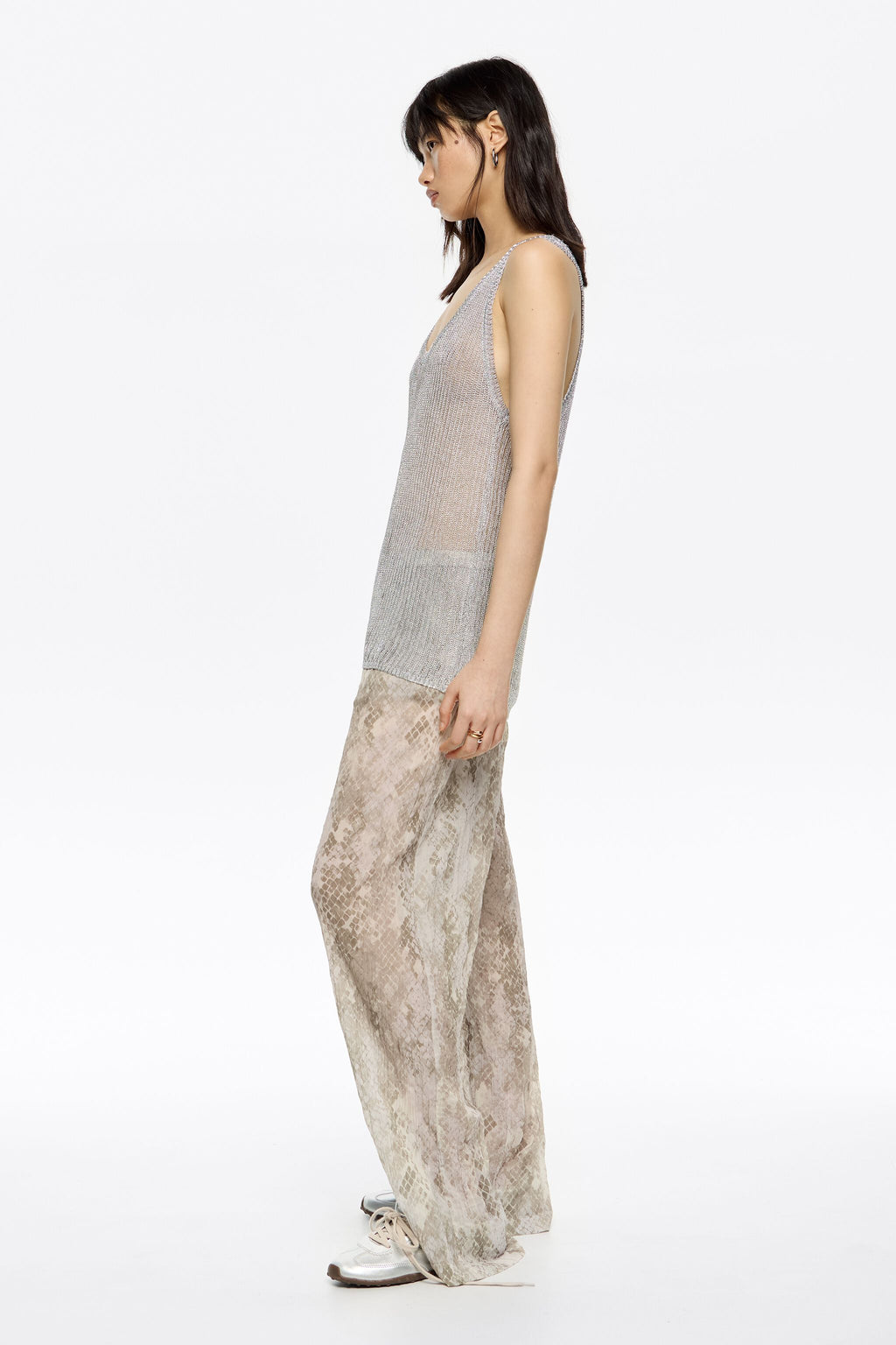 Taupe Snake pleated jogger trousers