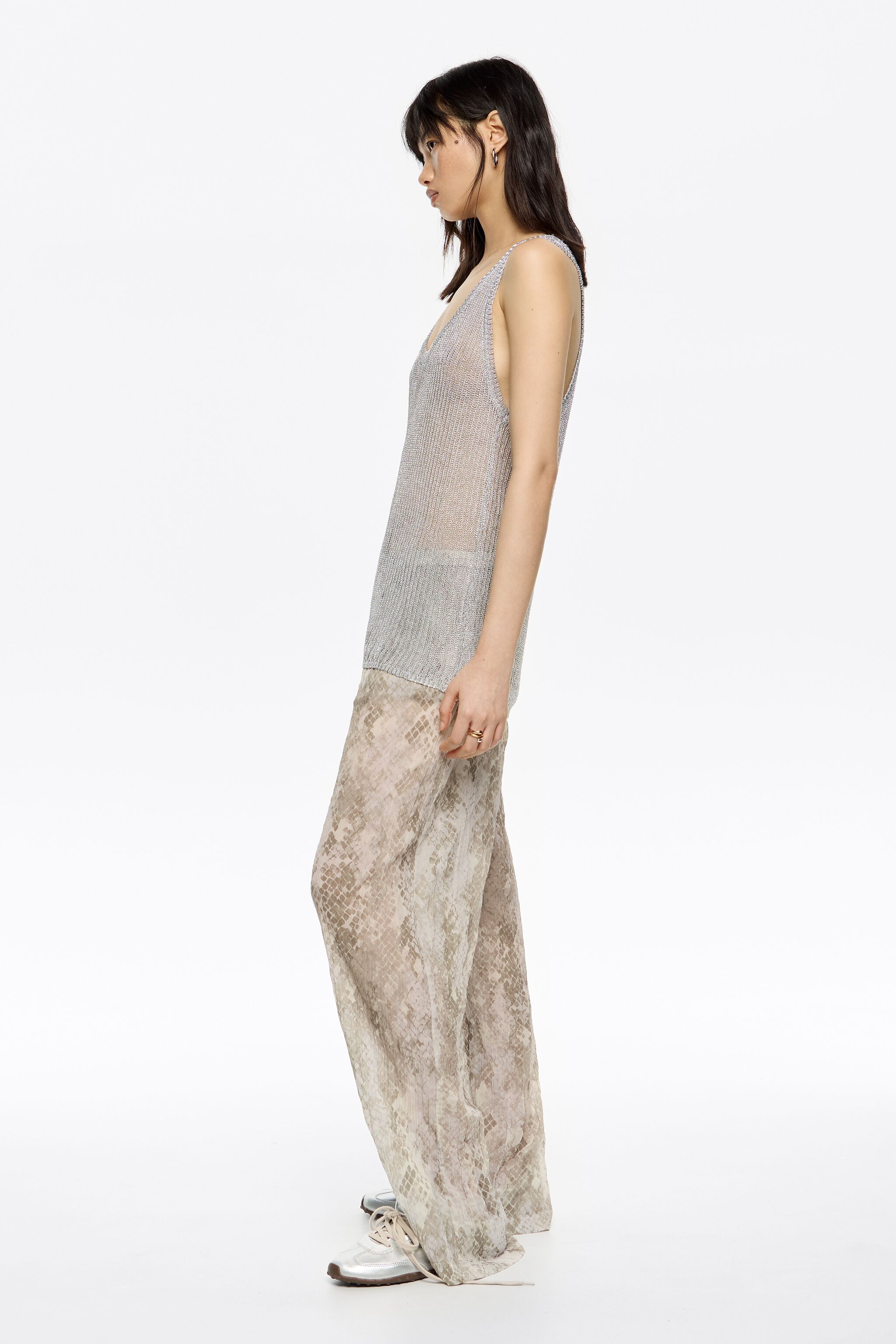 Taupe Snake pleated jogger trousers