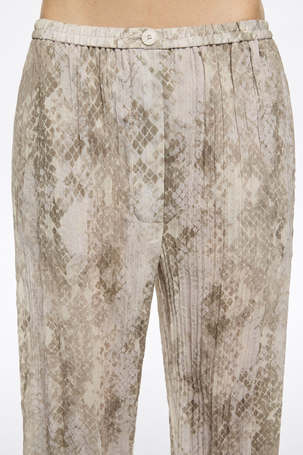 Taupe Snake pleated jogger trousers