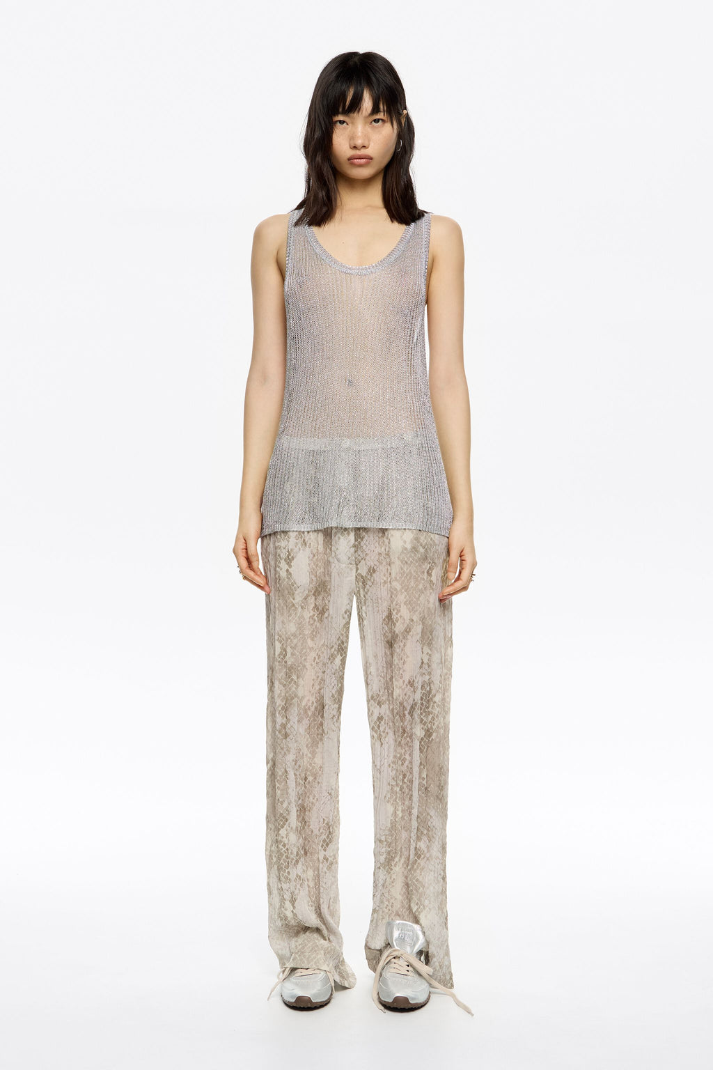 Taupe Snake pleated jogger trousers