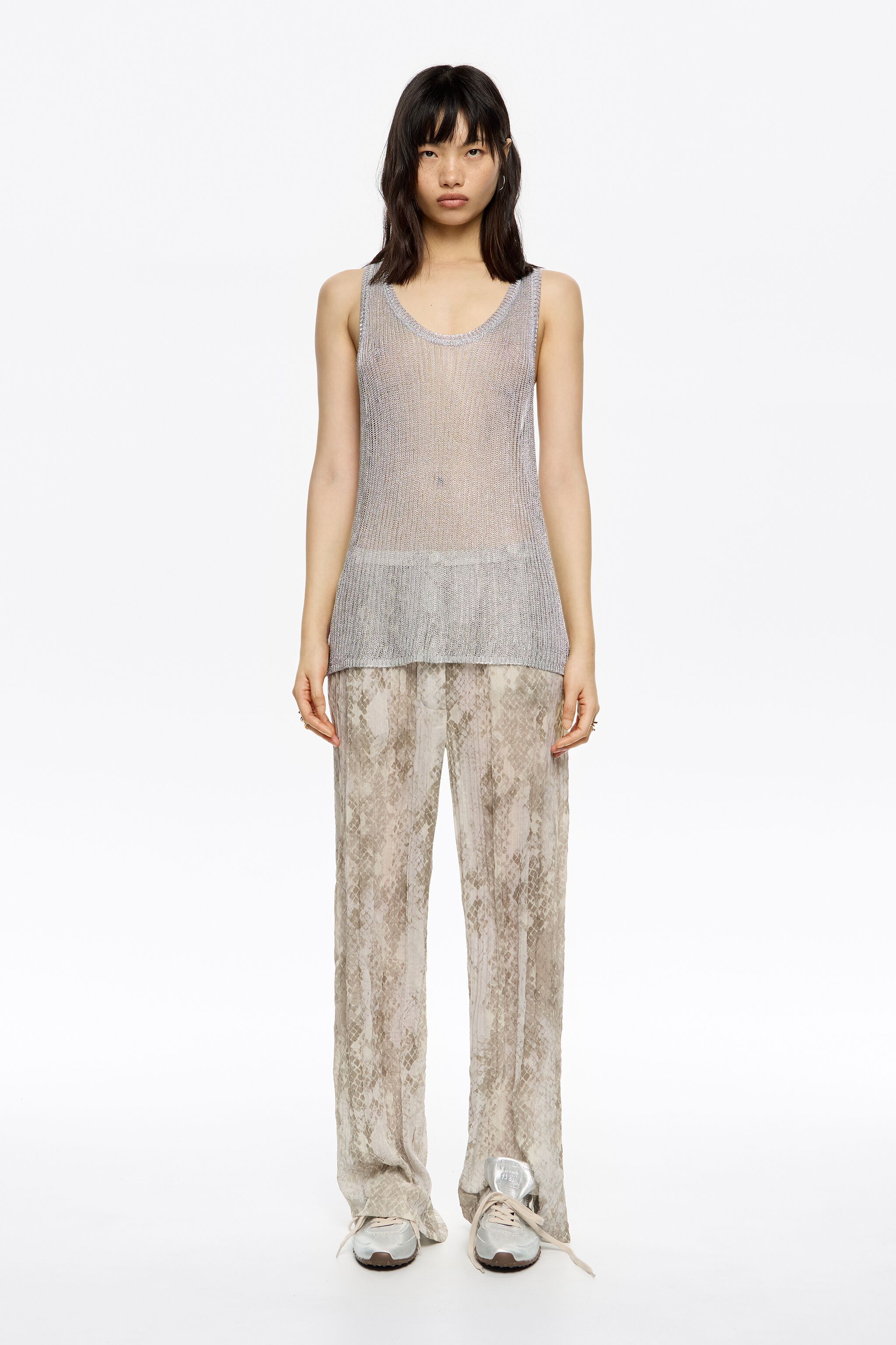 Taupe Snake pleated jogger trousers