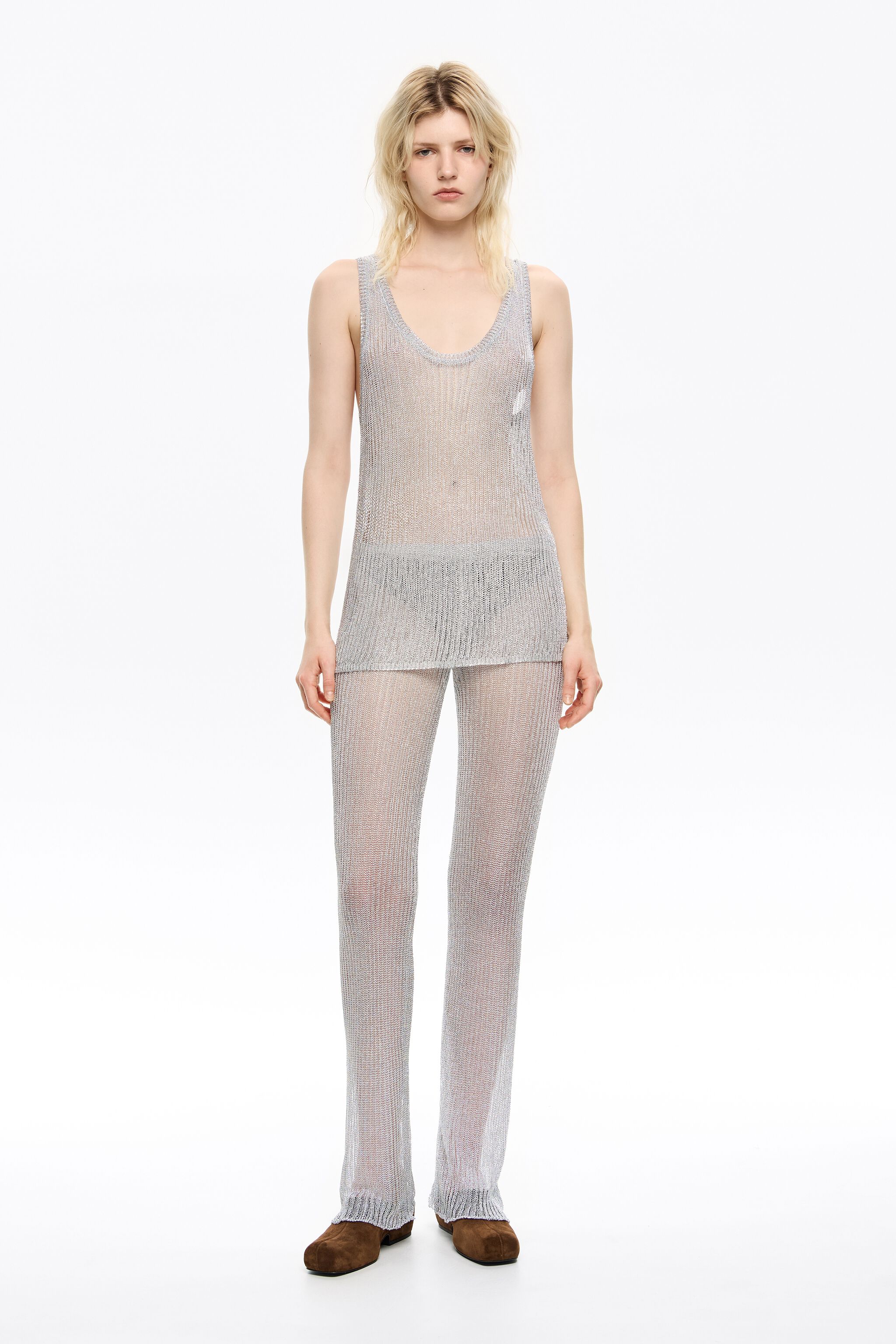silver lurex leggings