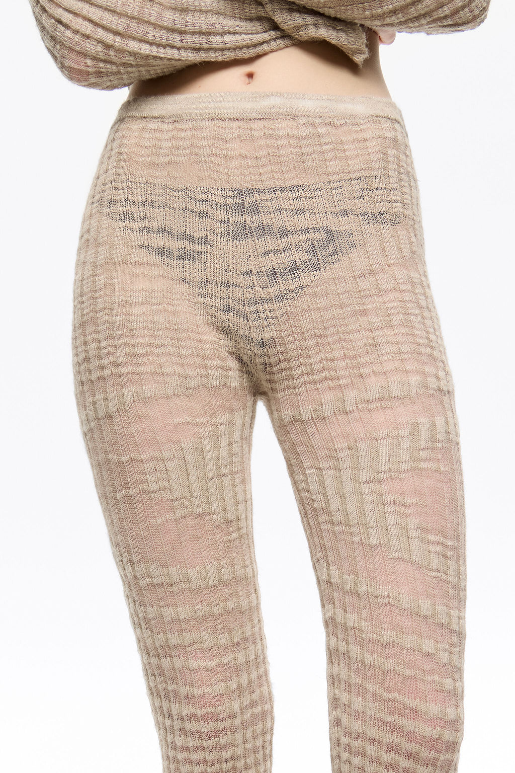 Sand lurex leggings