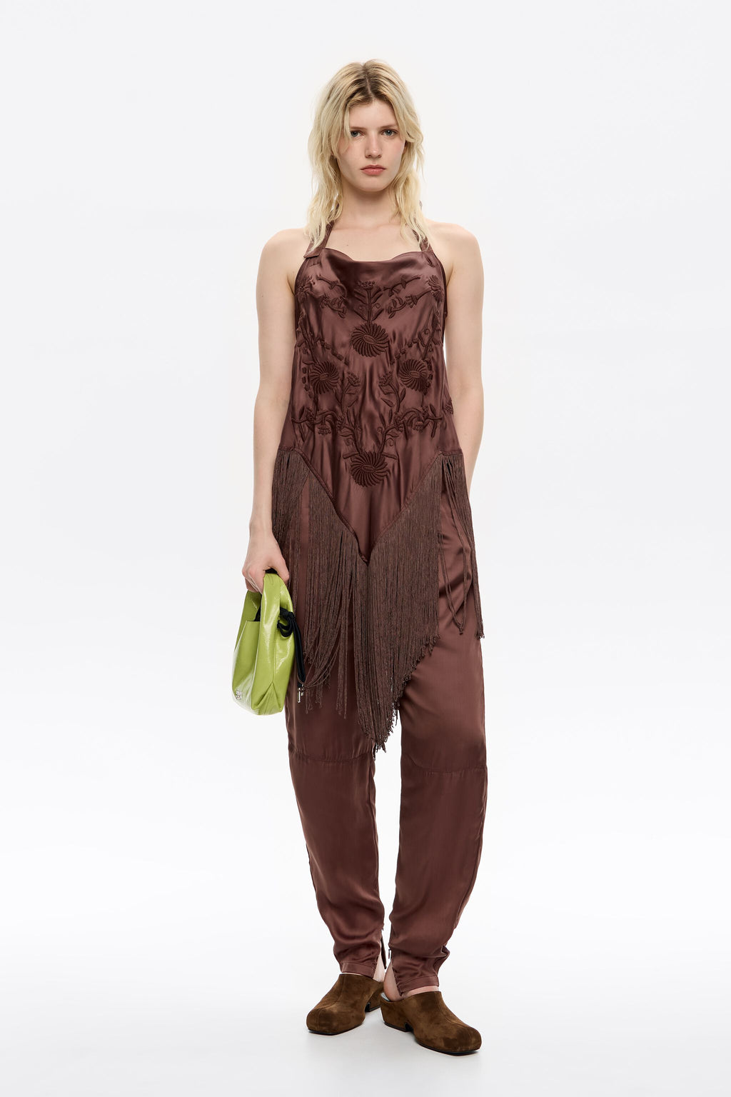 Brown viscose harem trousers