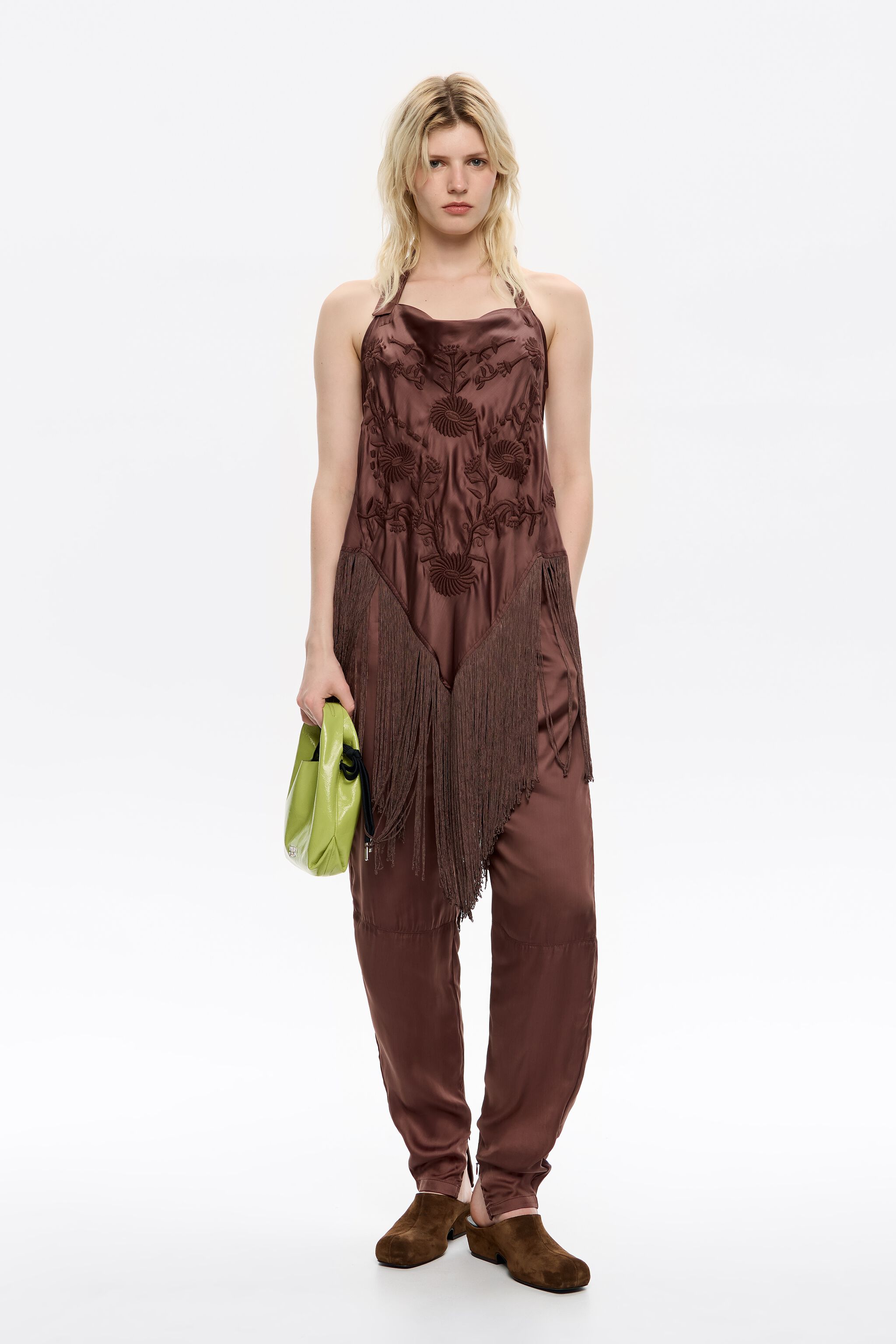 Brown viscose harem trousers