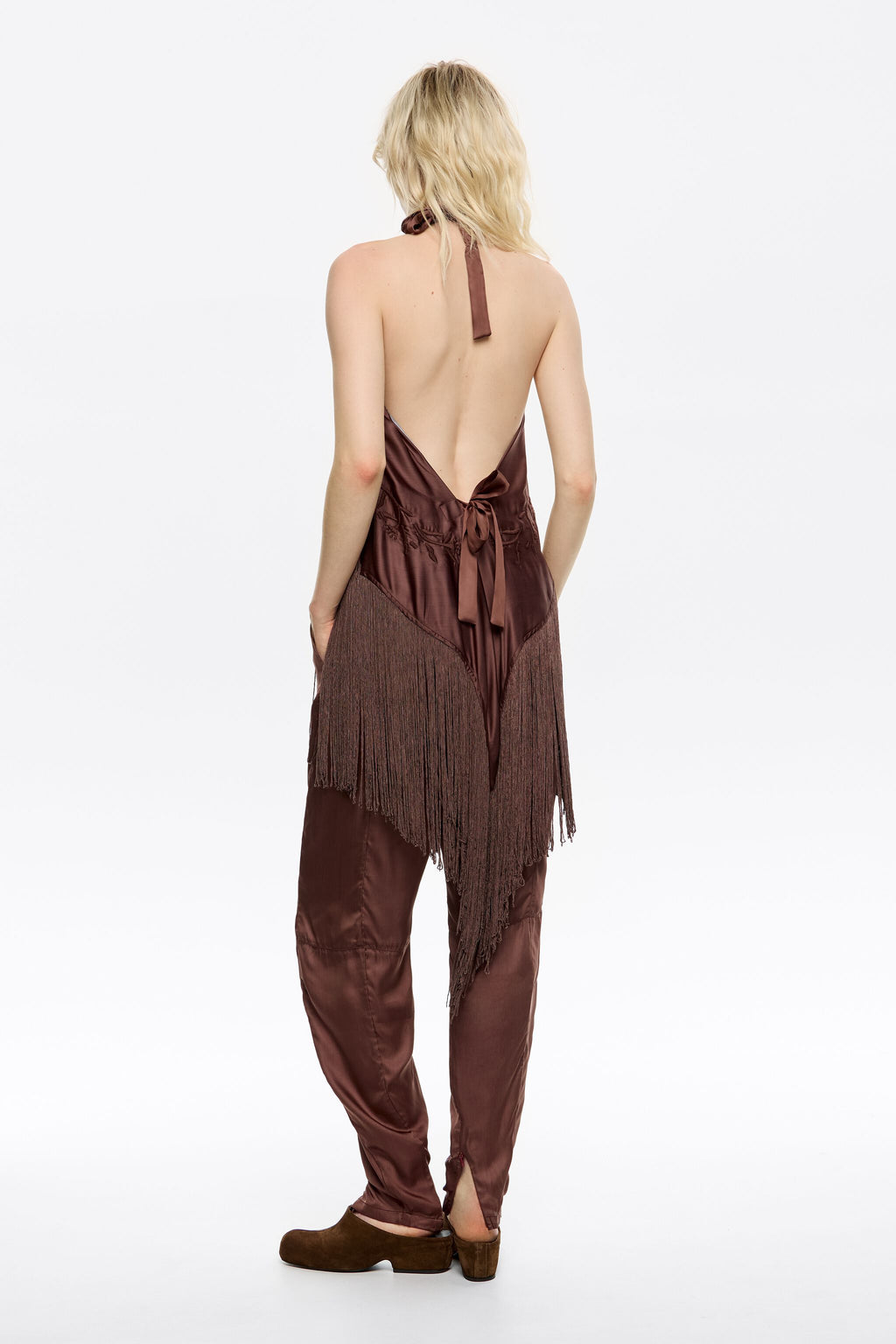 Brown viscose harem trousers