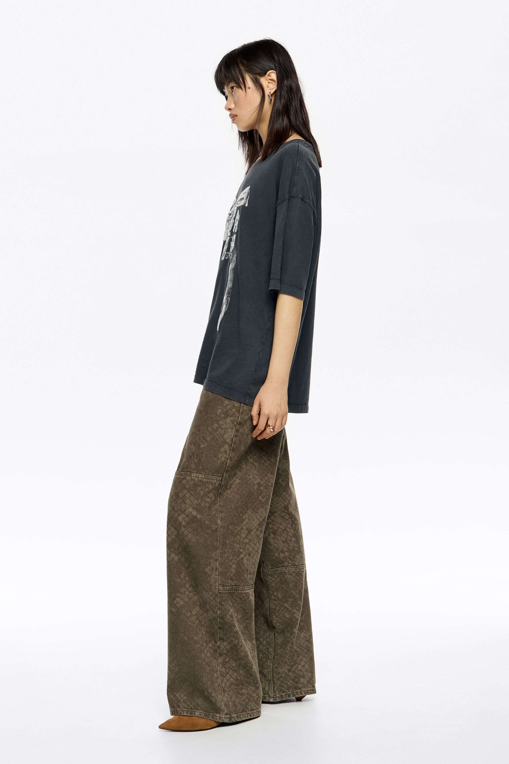 WIDE LEG - Brown Snake denim jeans