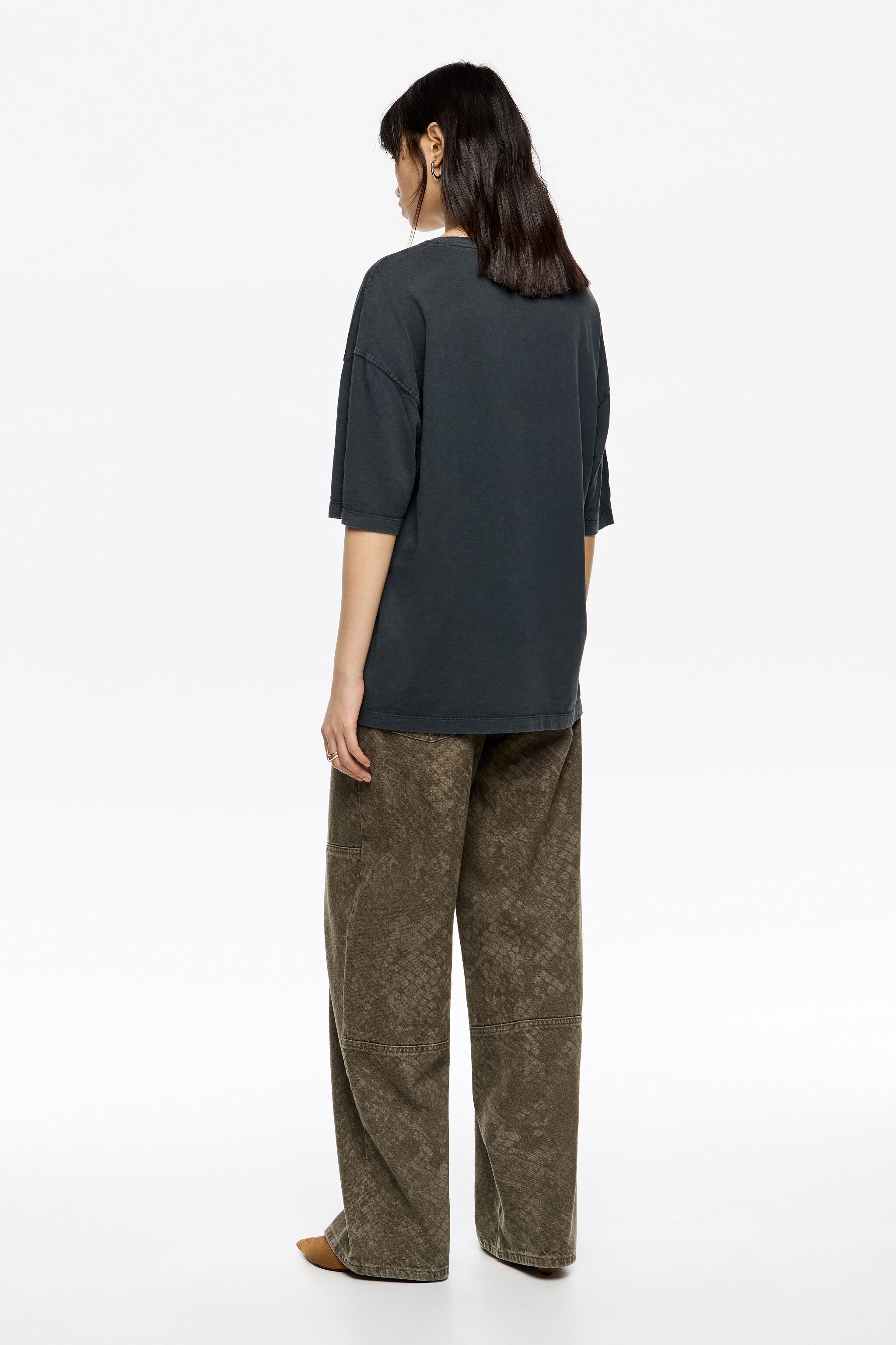 WIDE LEG - Brown Snake denim jeans