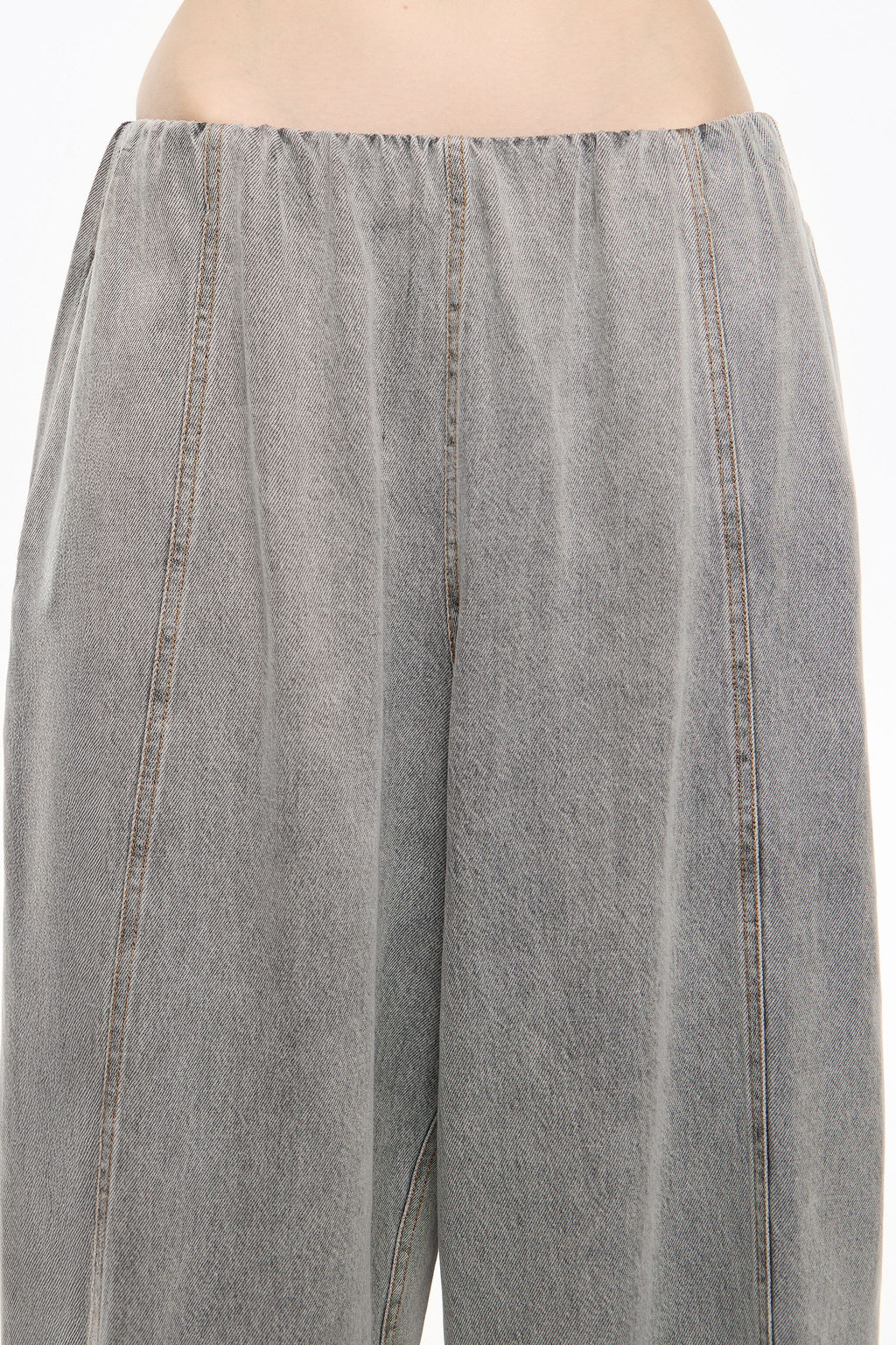 Gray fluid denim wide leg trousers