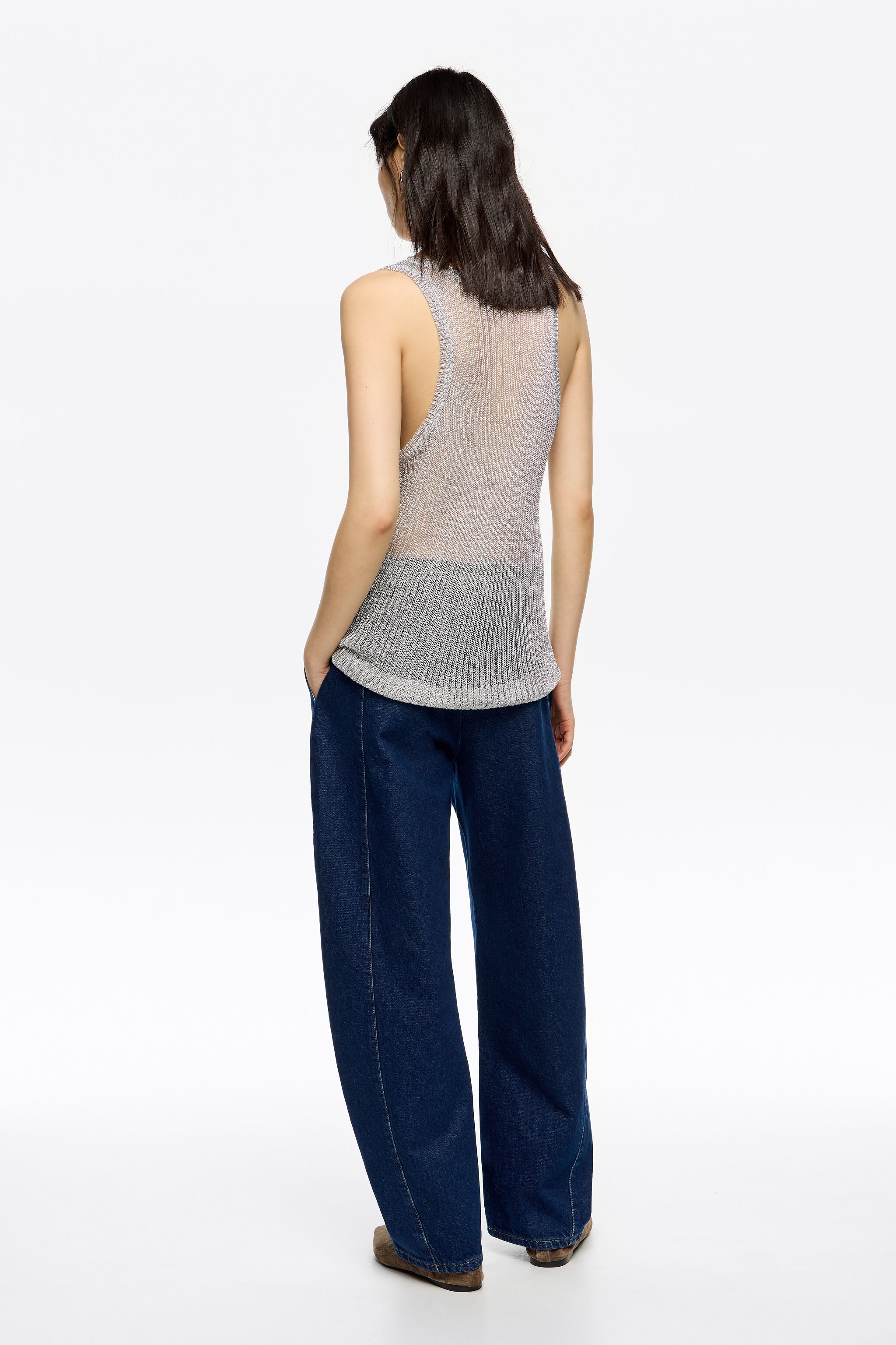 Dark blue buckled denim jeans