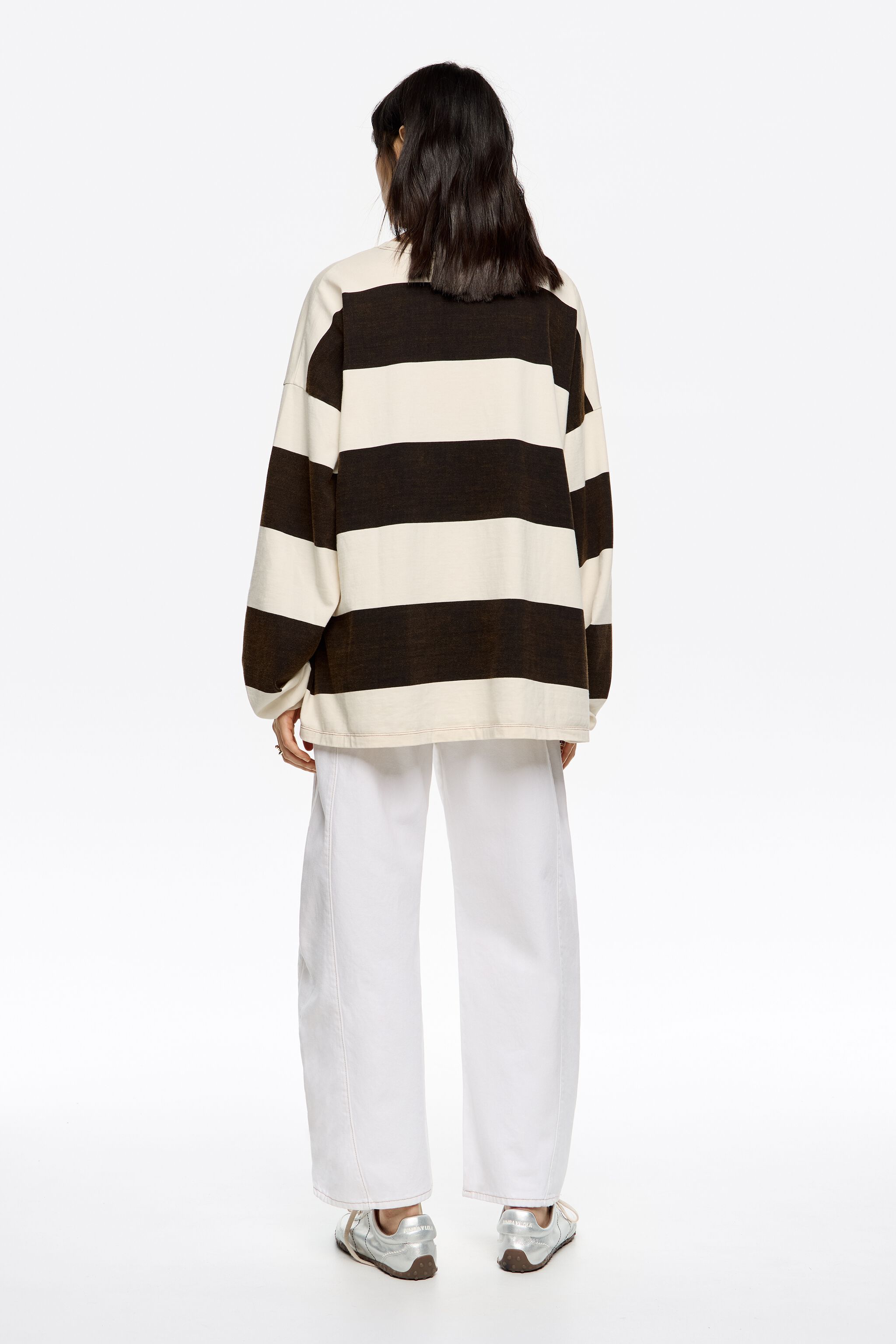 Off-white buckled denim jeans