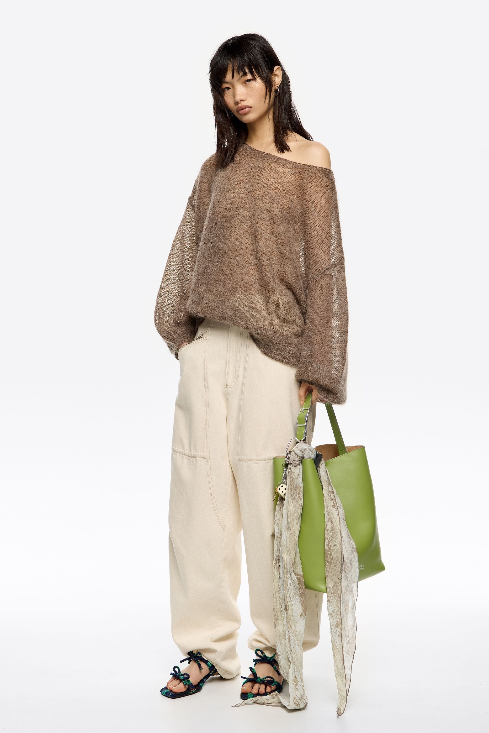 Oversize taupe mohair wool sweater