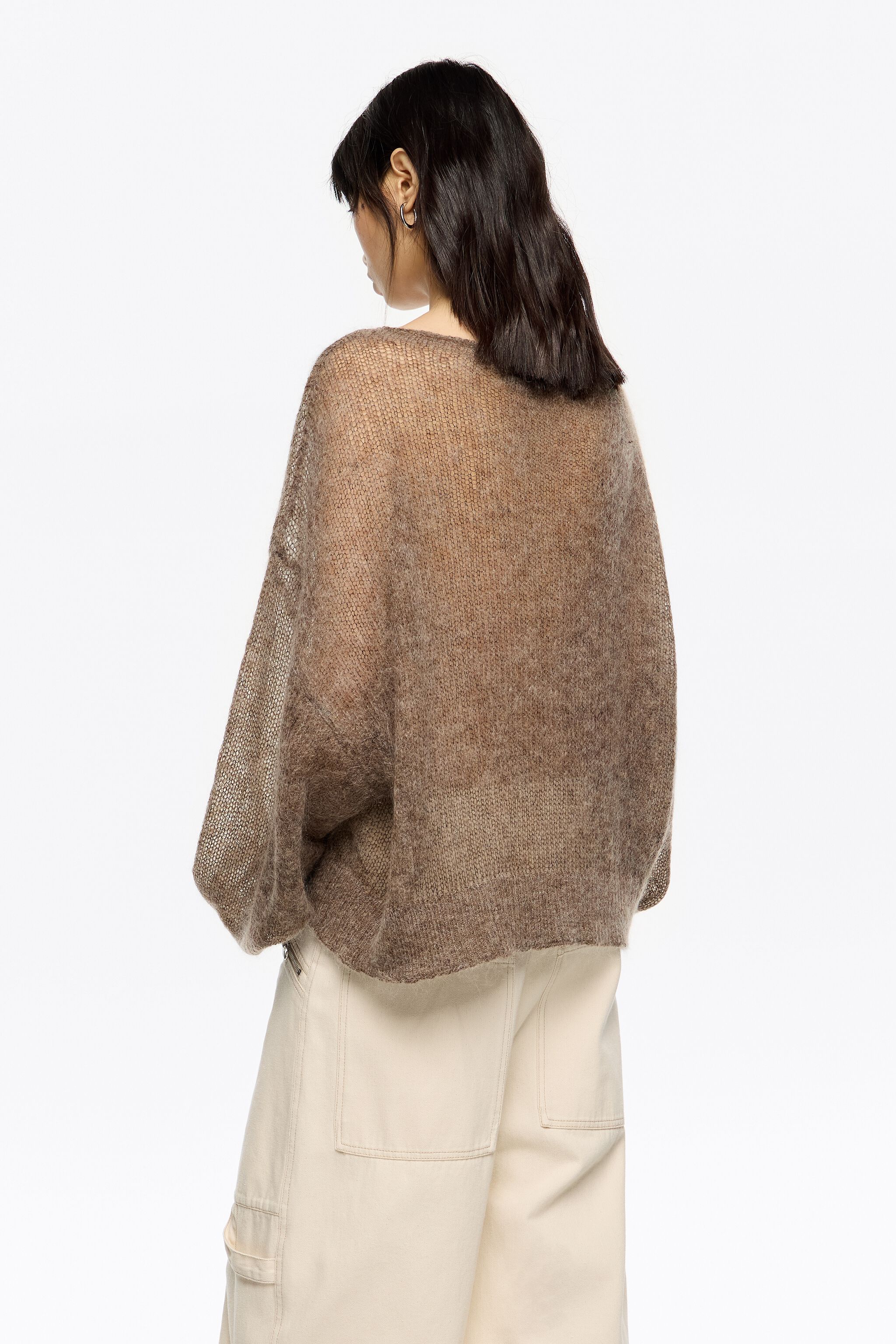 Oversize taupe mohair wool sweater