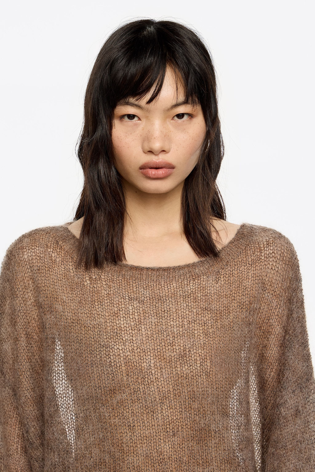 Oversize taupe mohair wool sweater