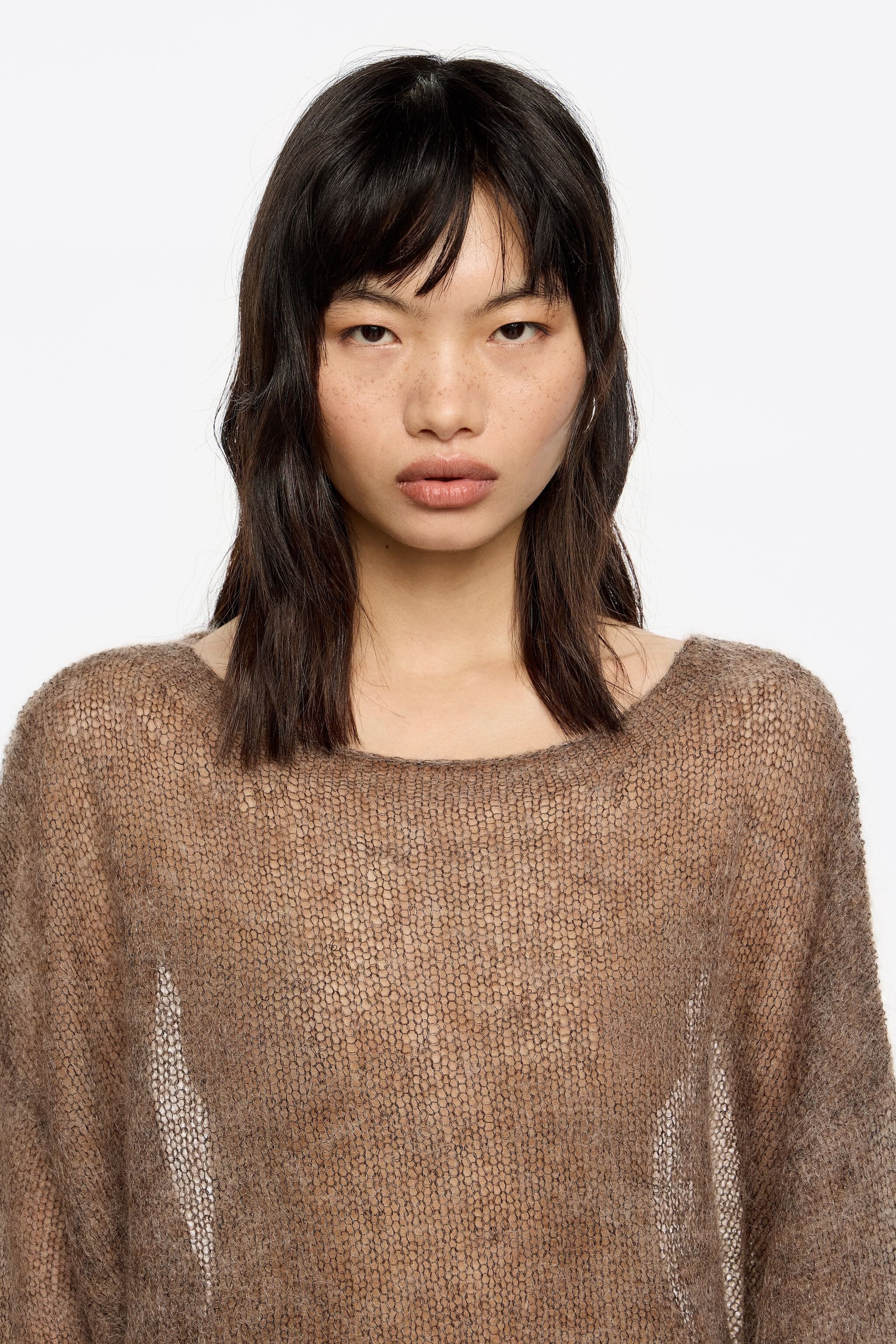 Oversize taupe mohair wool sweater