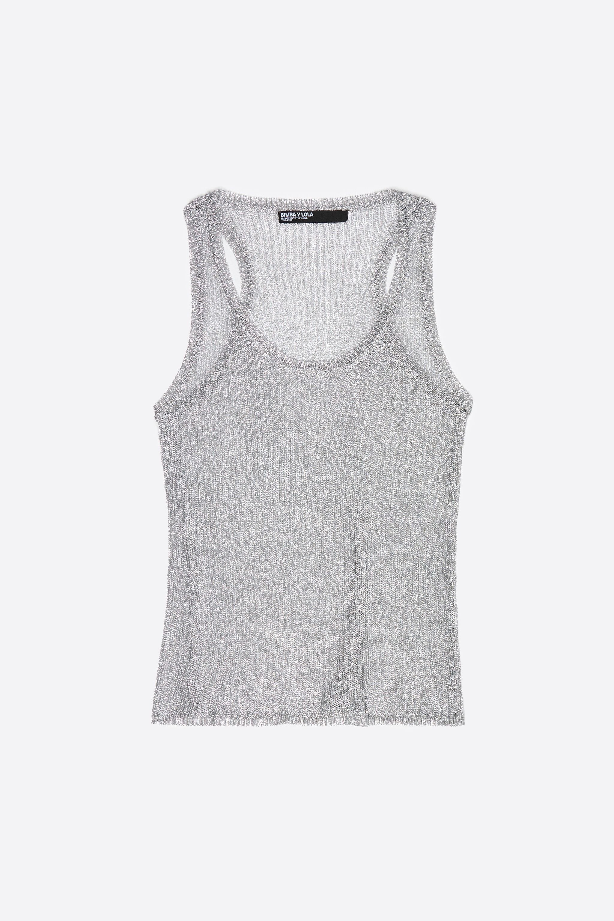silver lurex knit top