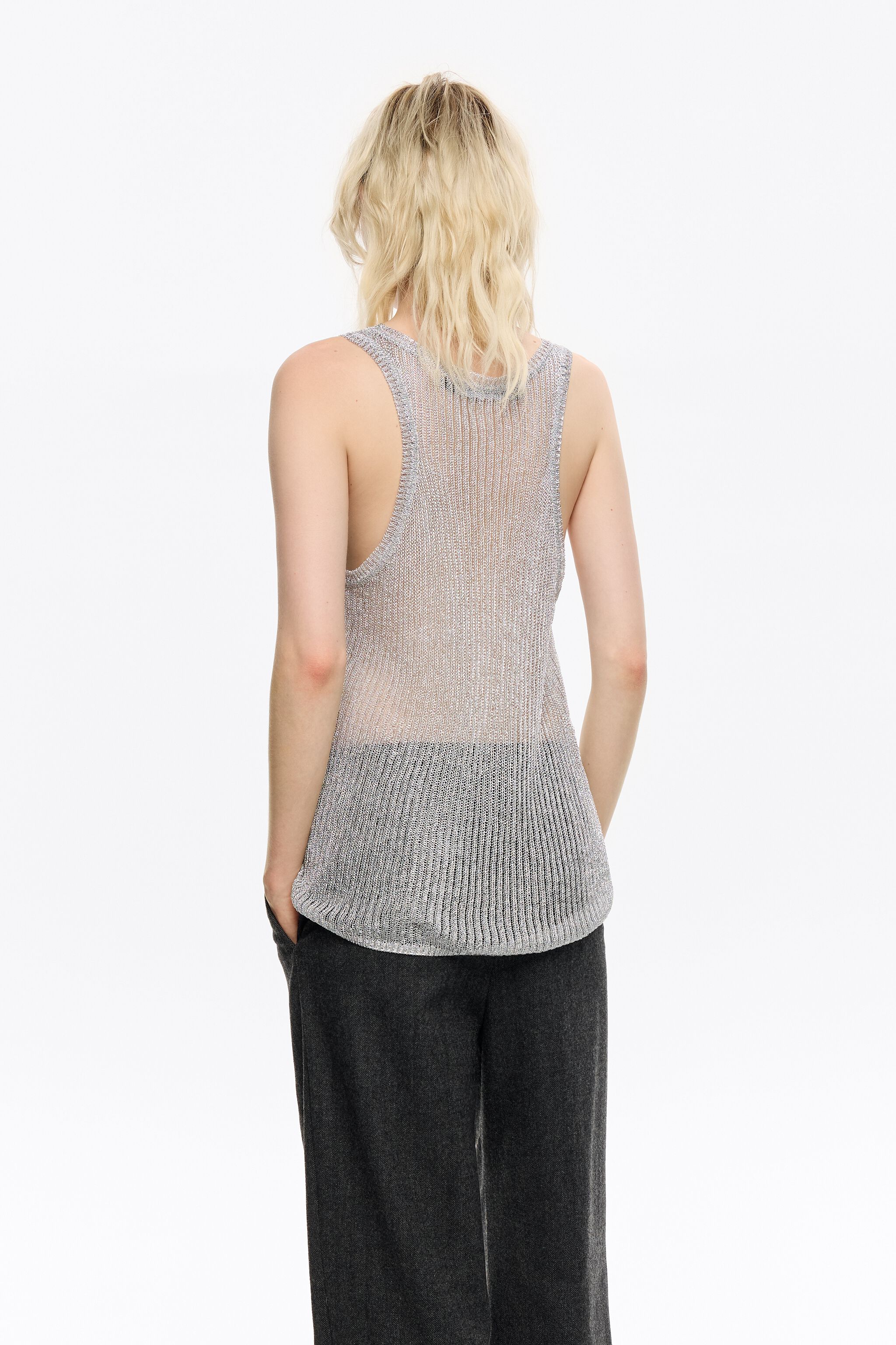 silver lurex knit top