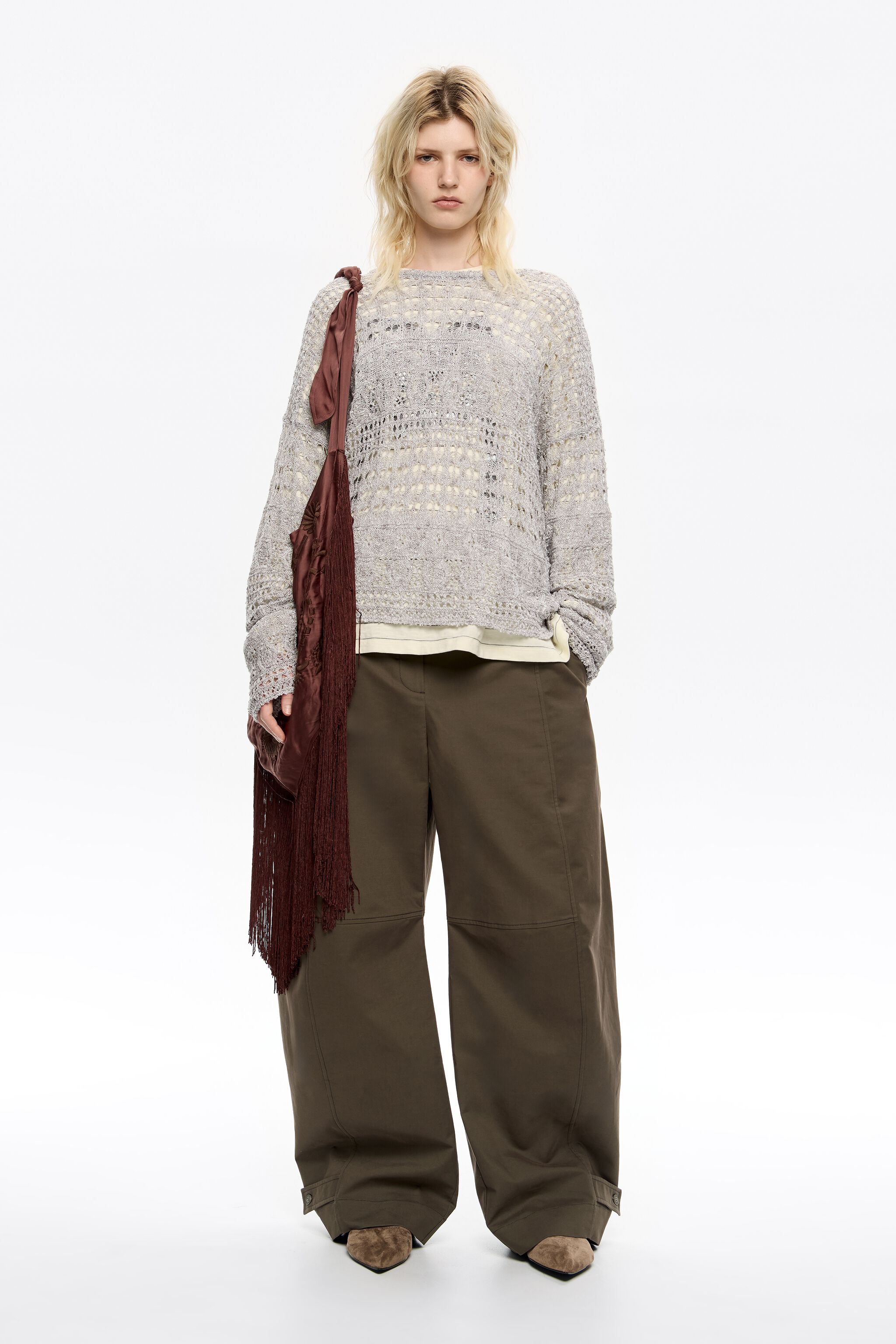 silver lurex openwork sweater