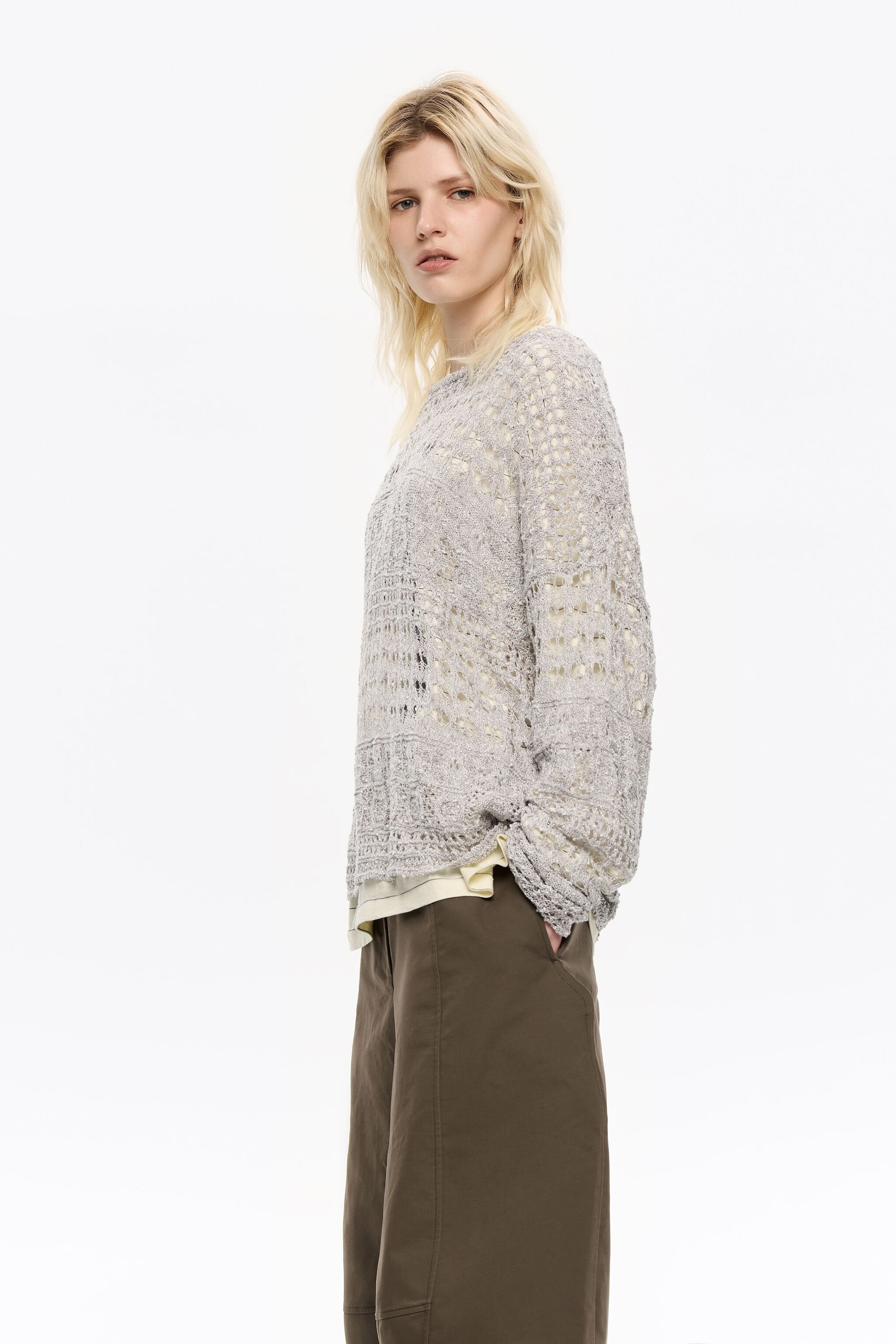 silver lurex openwork sweater