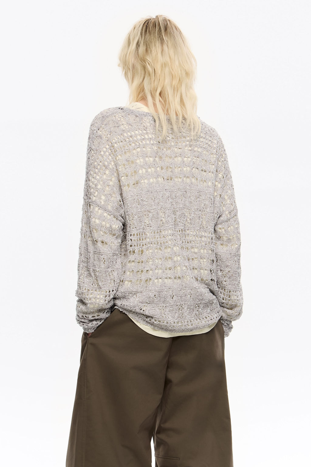 silver lurex openwork sweater