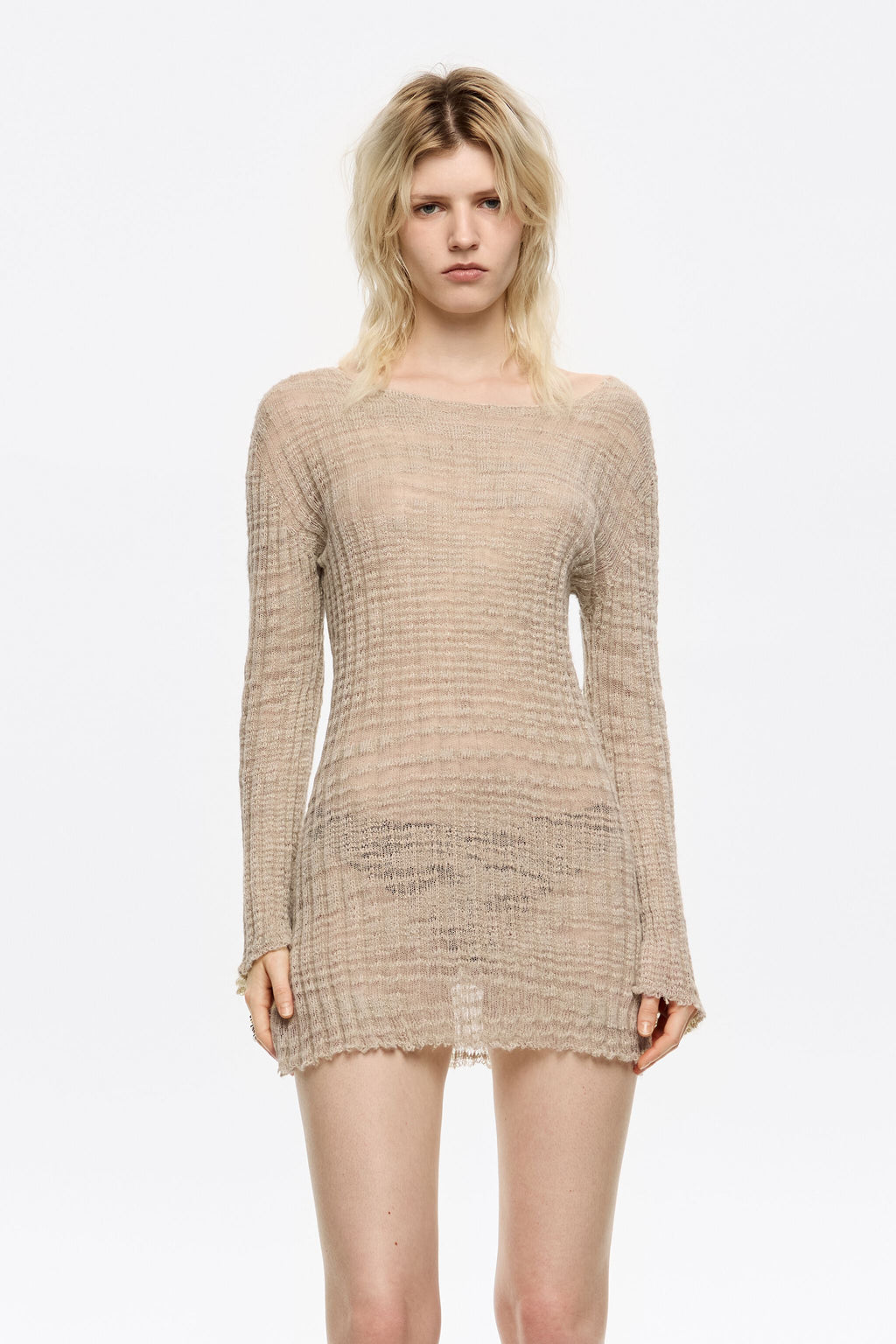 Sand fitted knit jumper