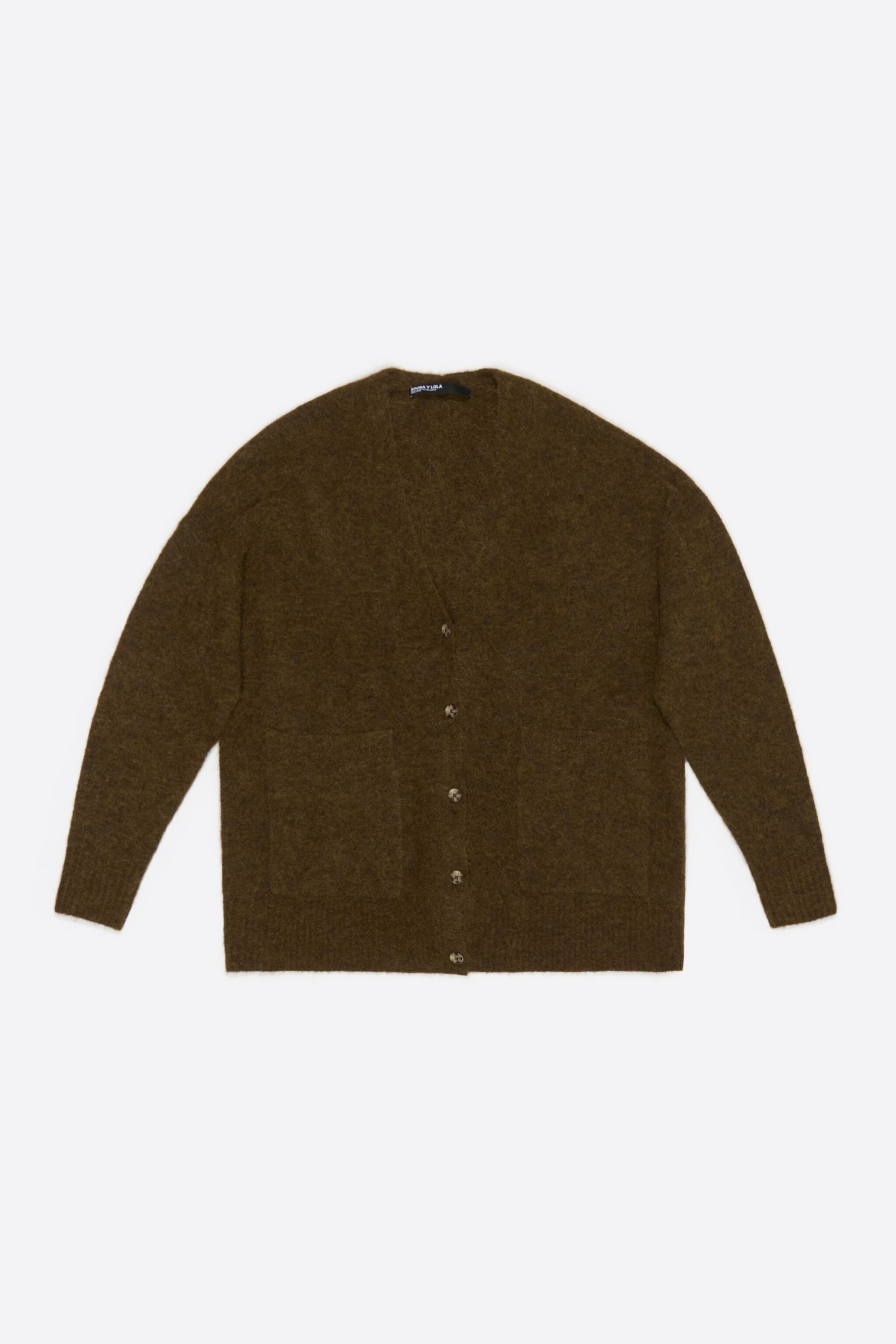 Long khaki alpaca cardigan