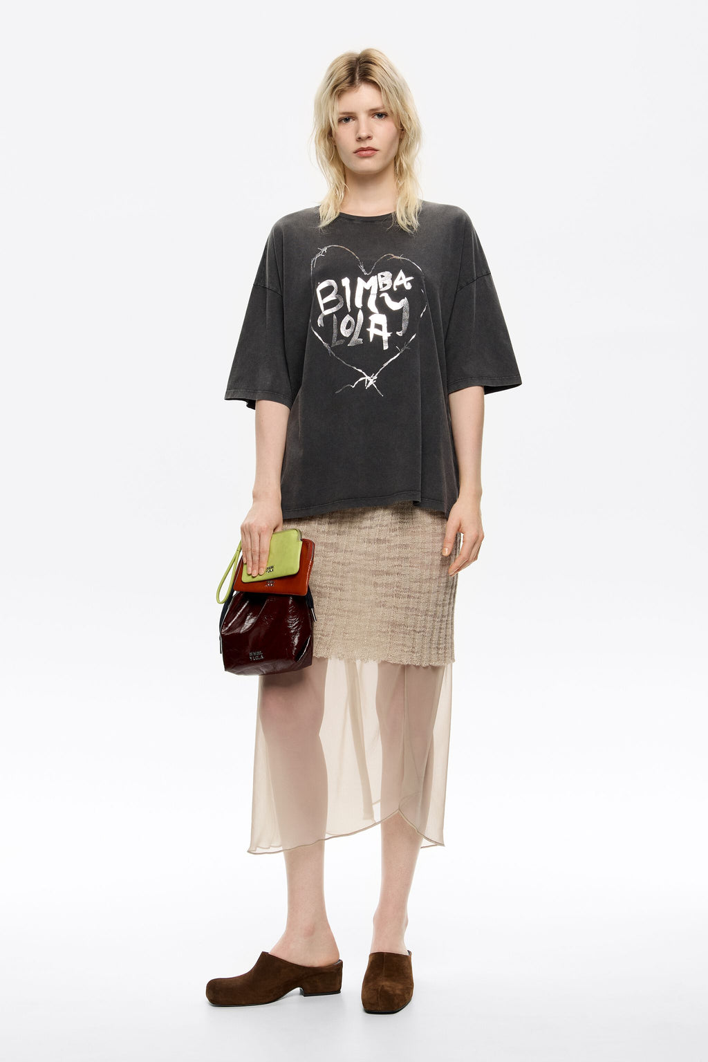 Washed black heart logo T-shirt