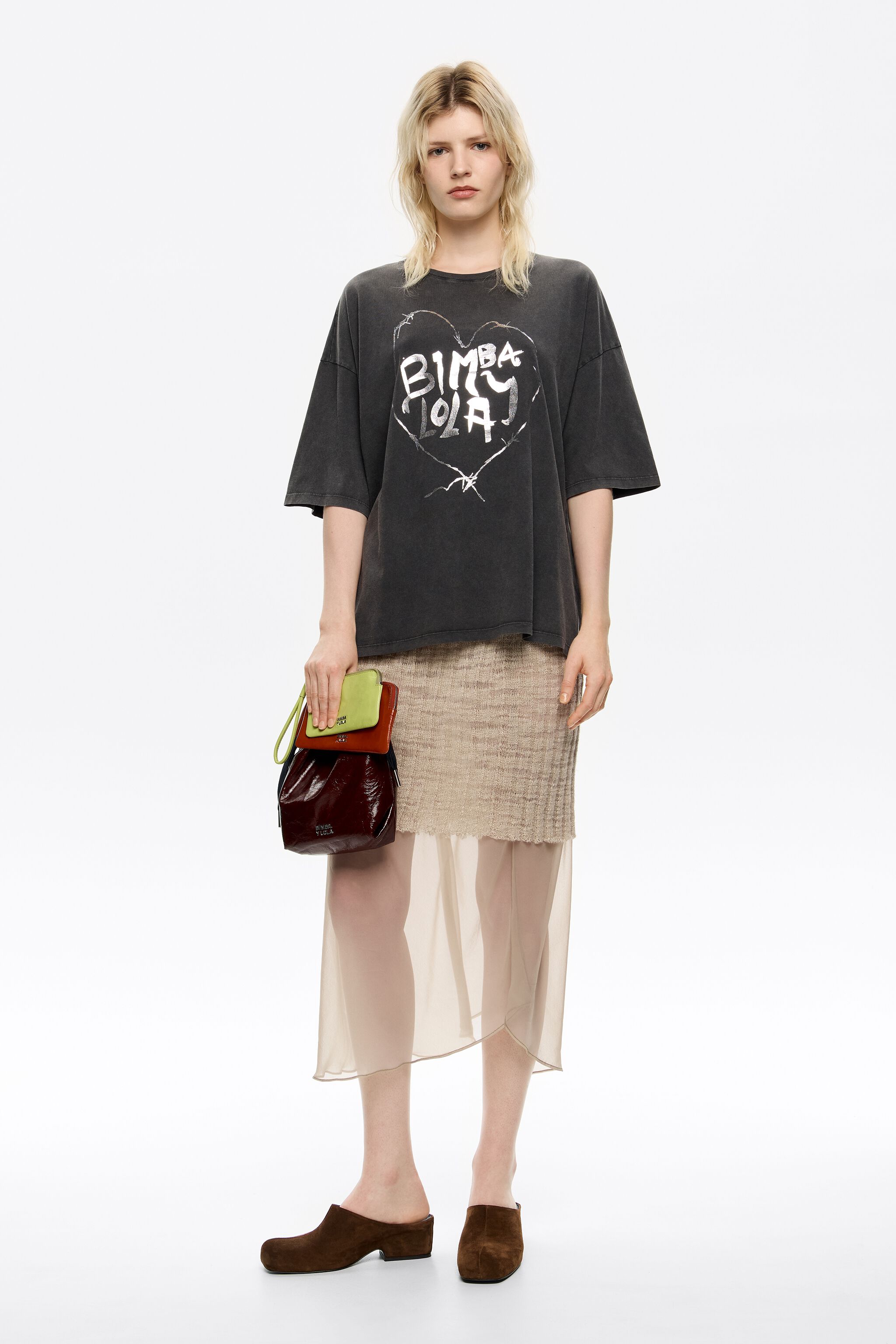 Washed black heart logo T-shirt