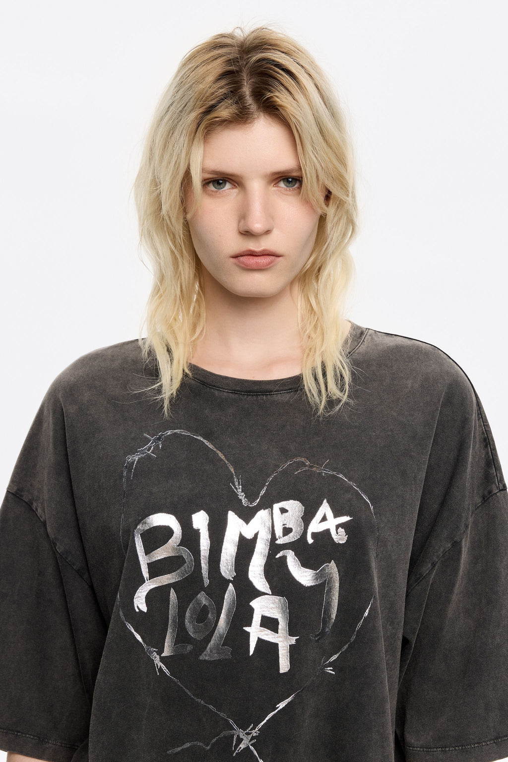 Washed black heart logo T-shirt