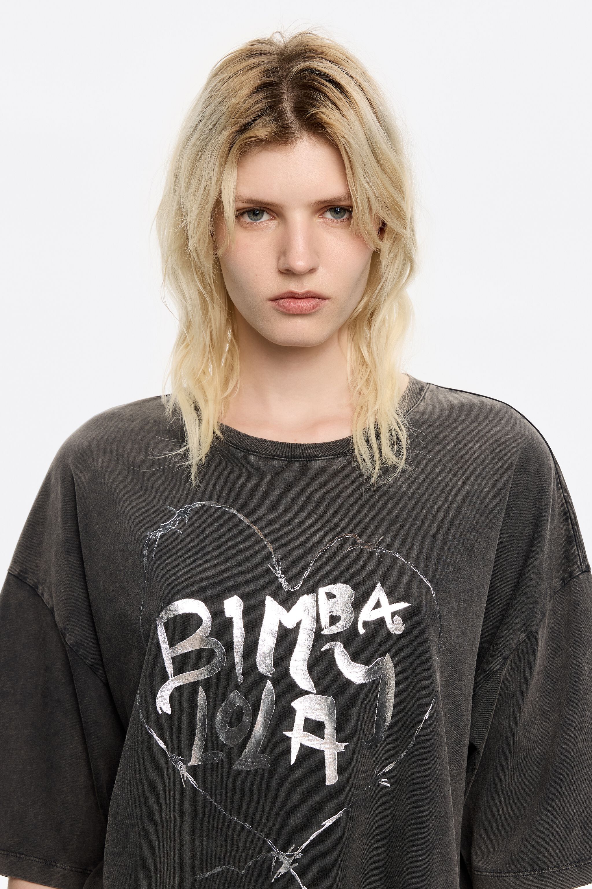 Washed black heart logo T-shirt