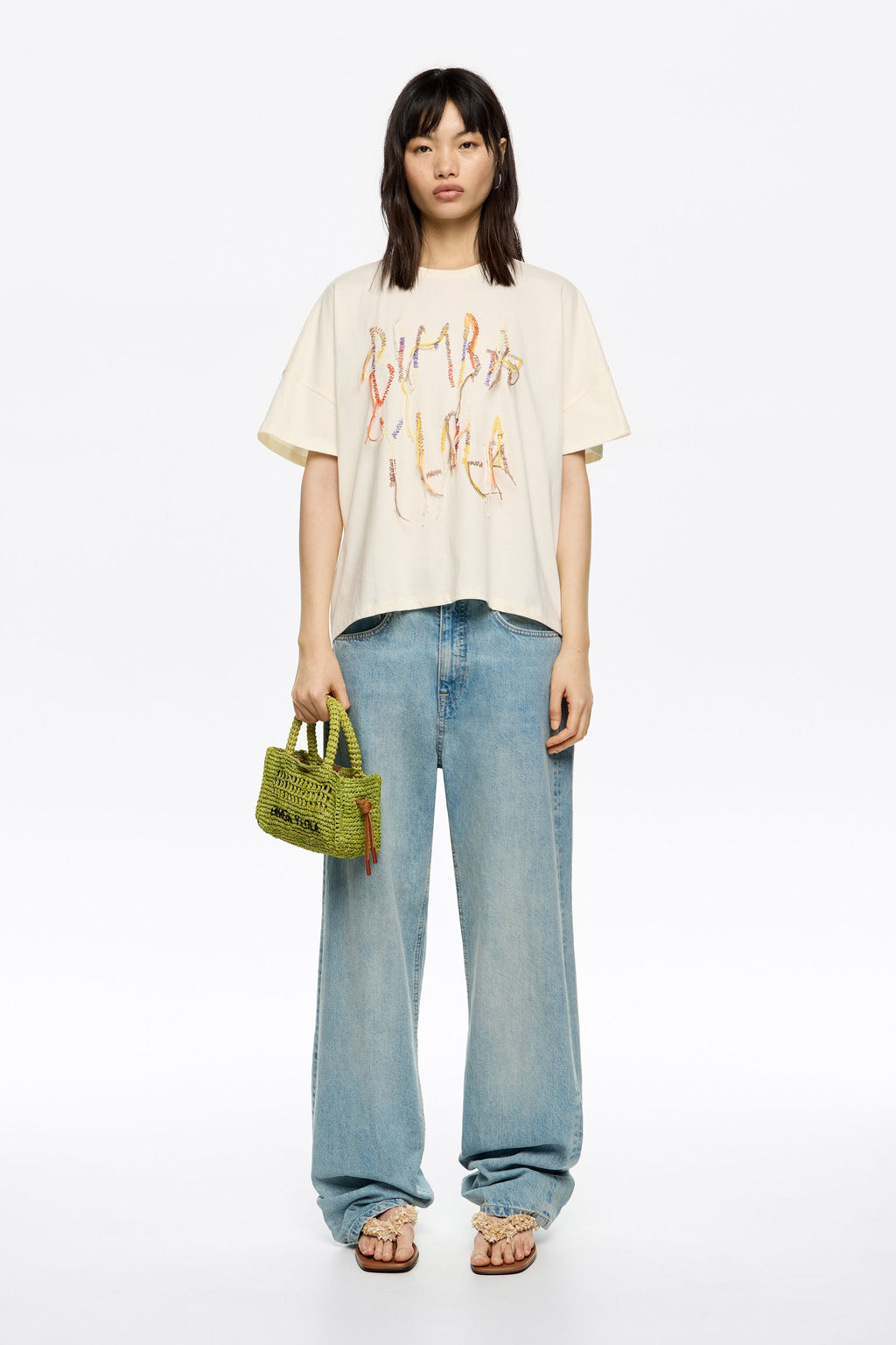 Vanilla fringed logo T-shirt