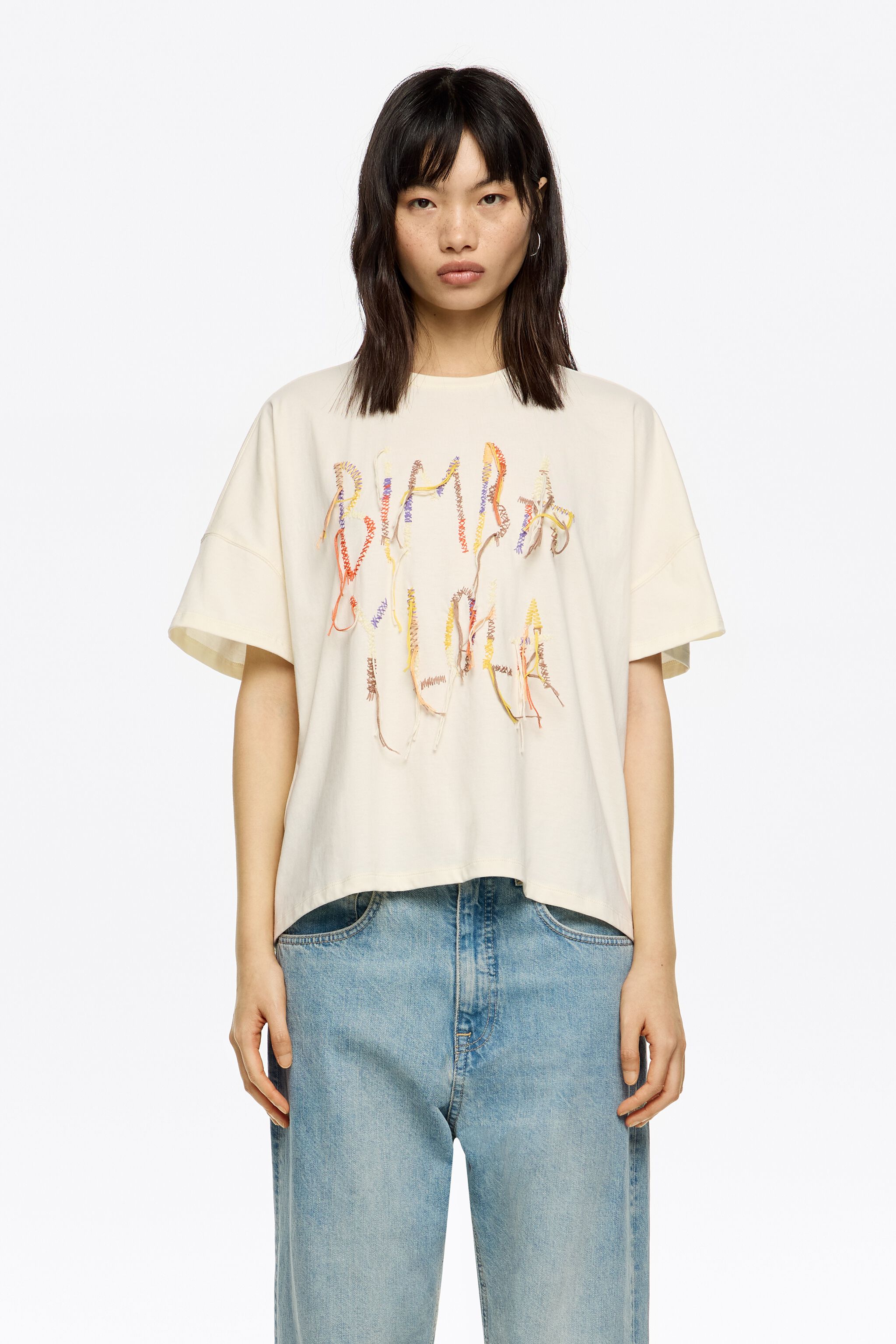 Vanilla fringed logo T-shirt