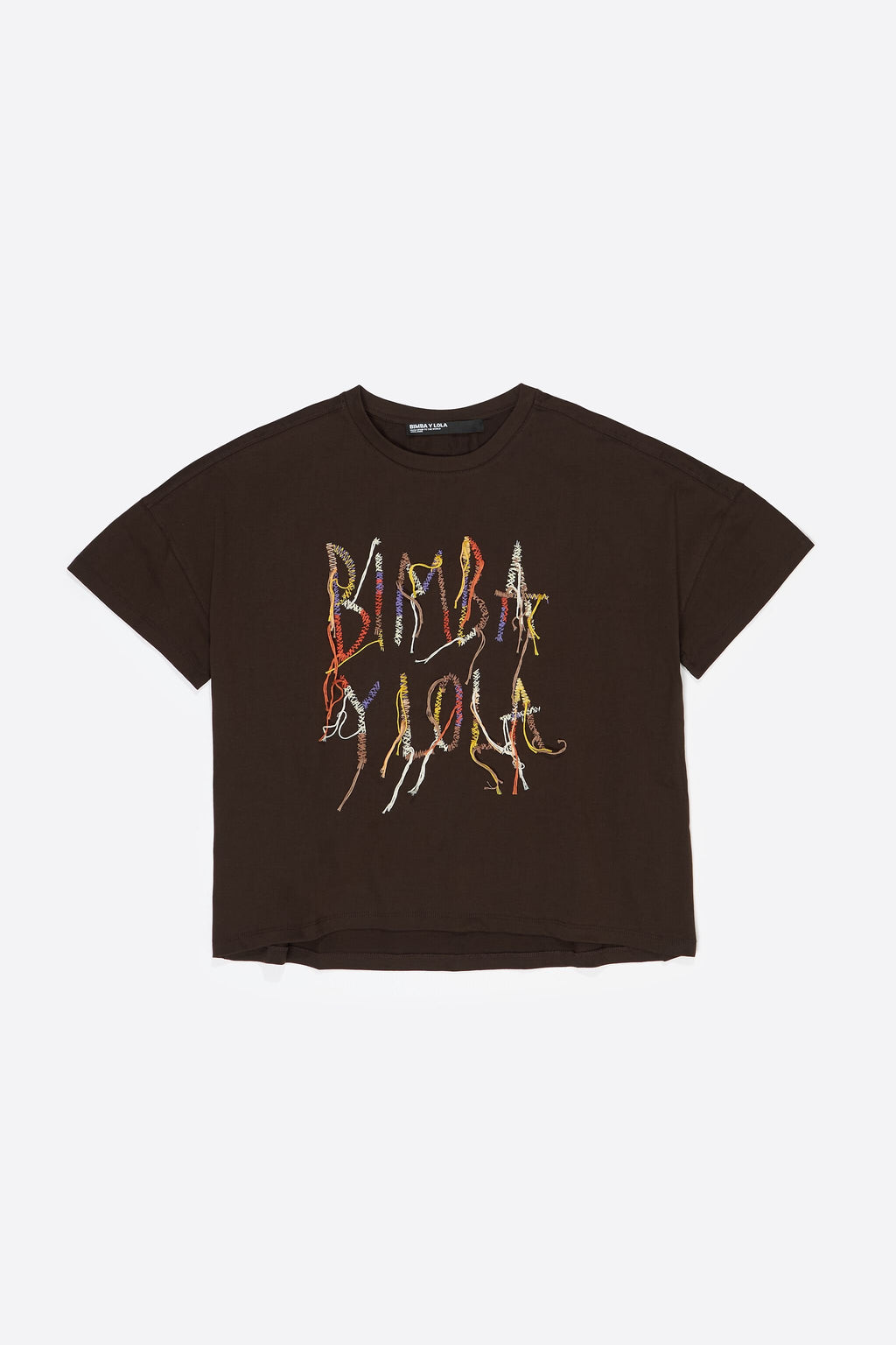 Dark burgundy fringed logo T-shirt