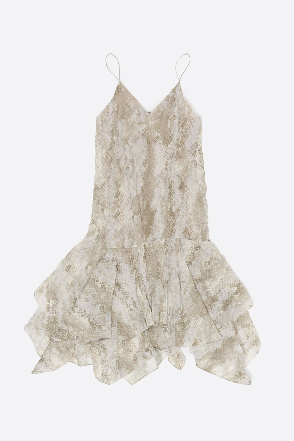 Taupe Snake asymmetric pleated dress