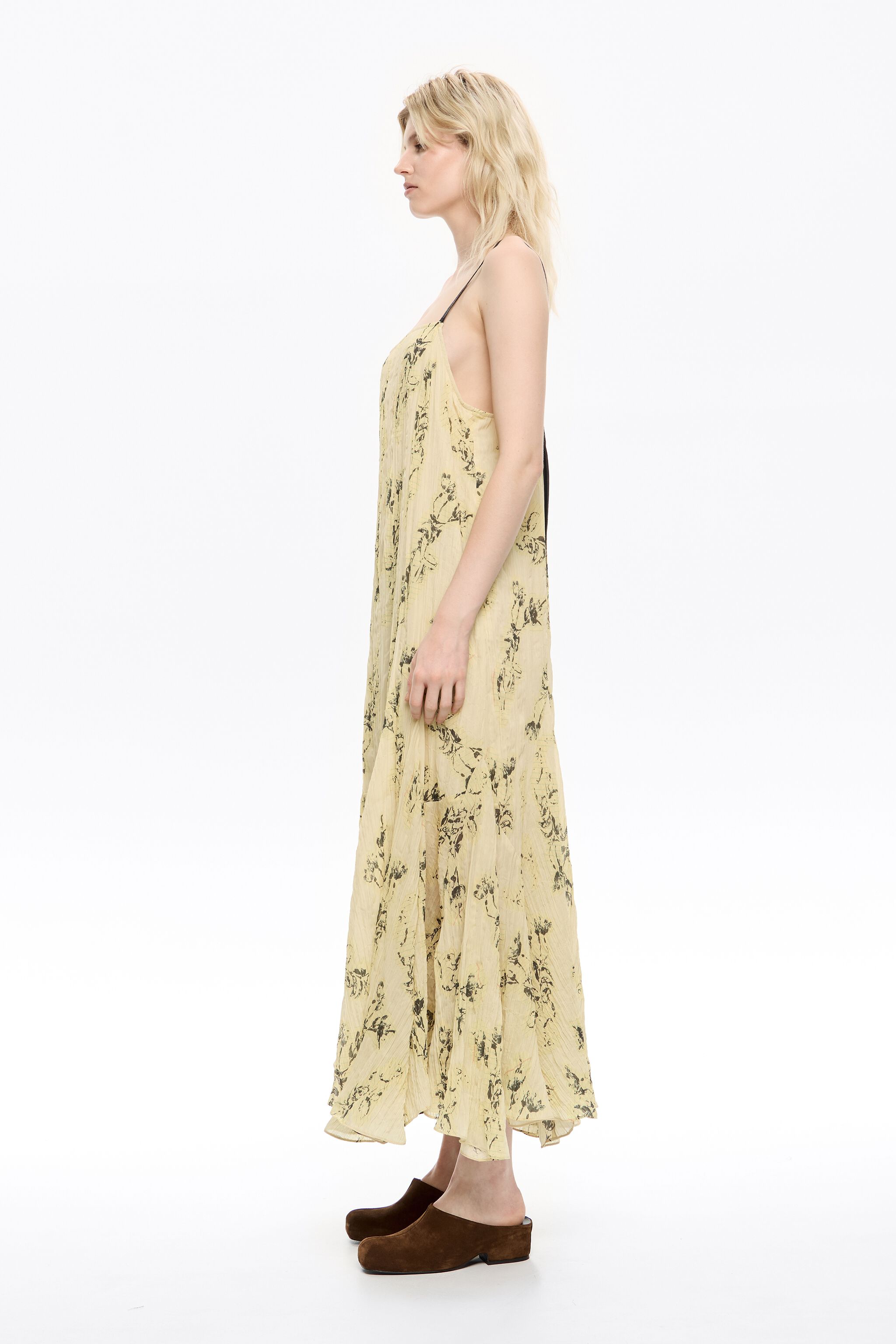 Light yellow Notebook pleated asymmetric dress