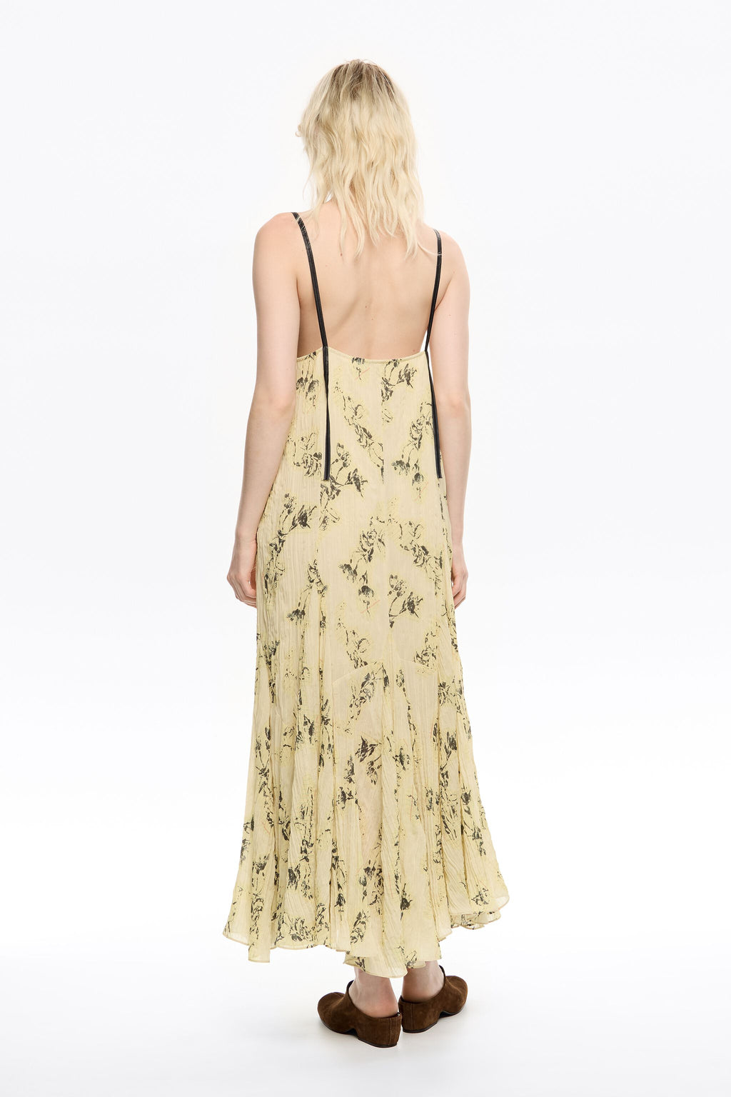 Light yellow Notebook pleated asymmetric dress