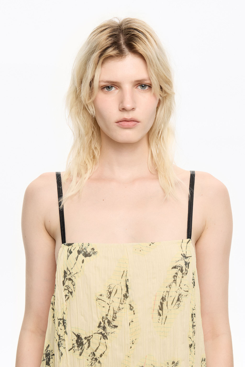 Light yellow Notebook pleated asymmetric dress