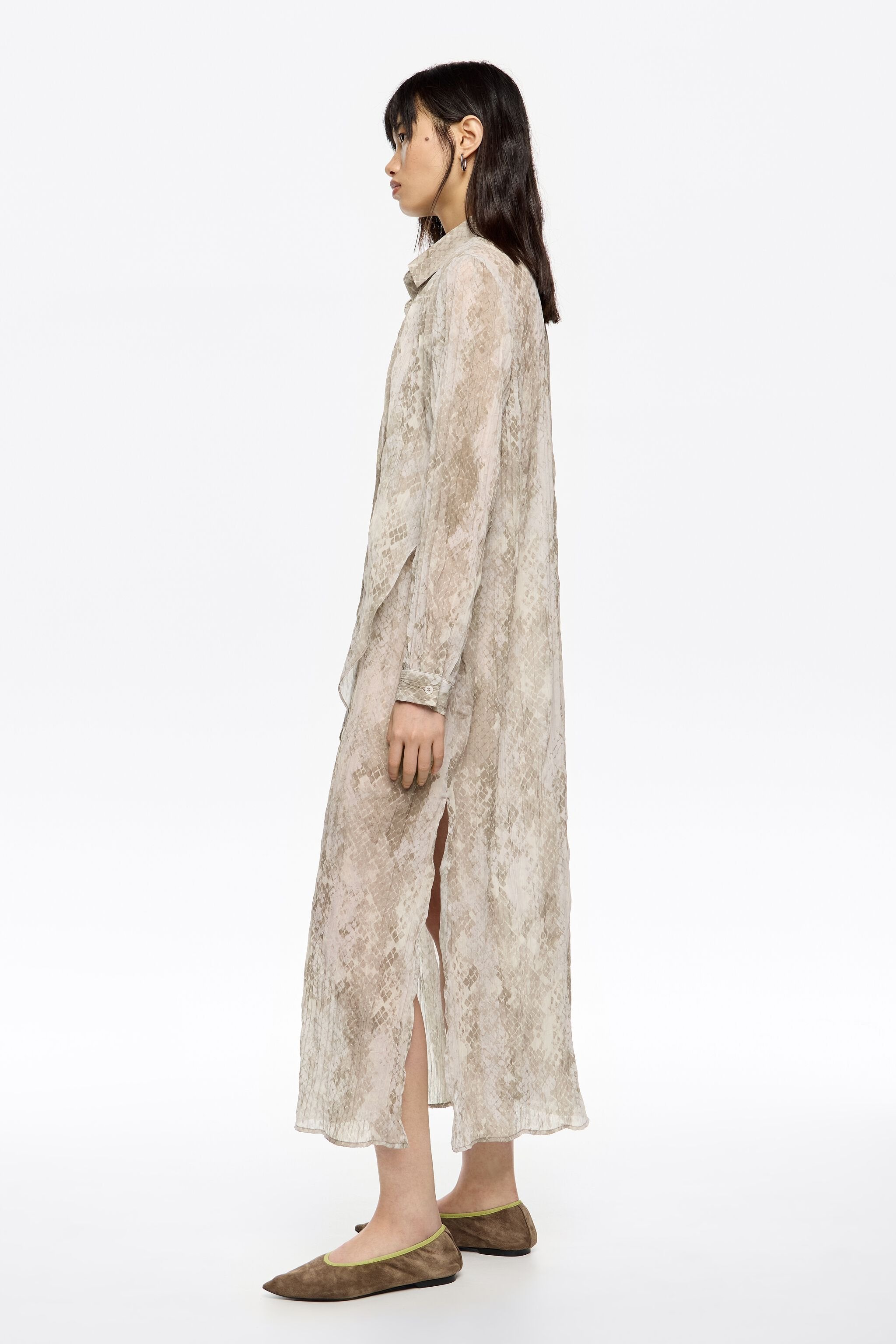 Taupe Snake maxi tie pleated dress