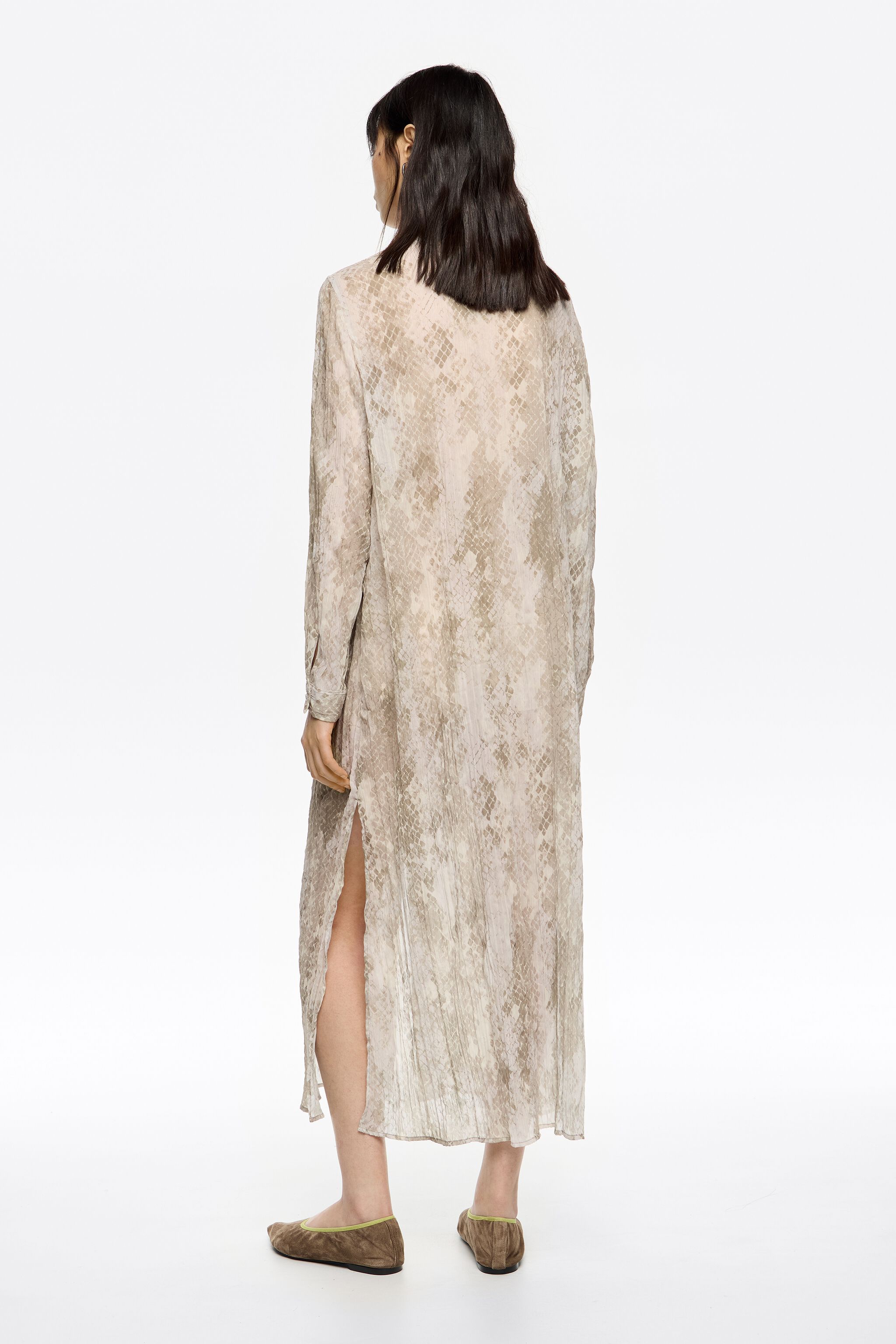 Taupe Snake maxi tie pleated dress