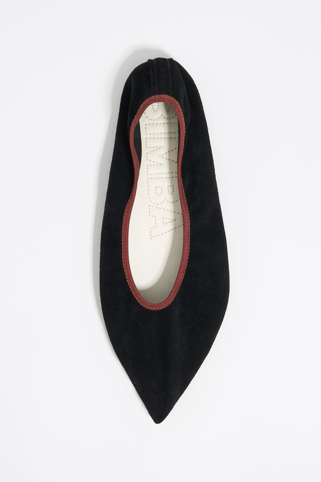 Black suede pointed toe ballerina