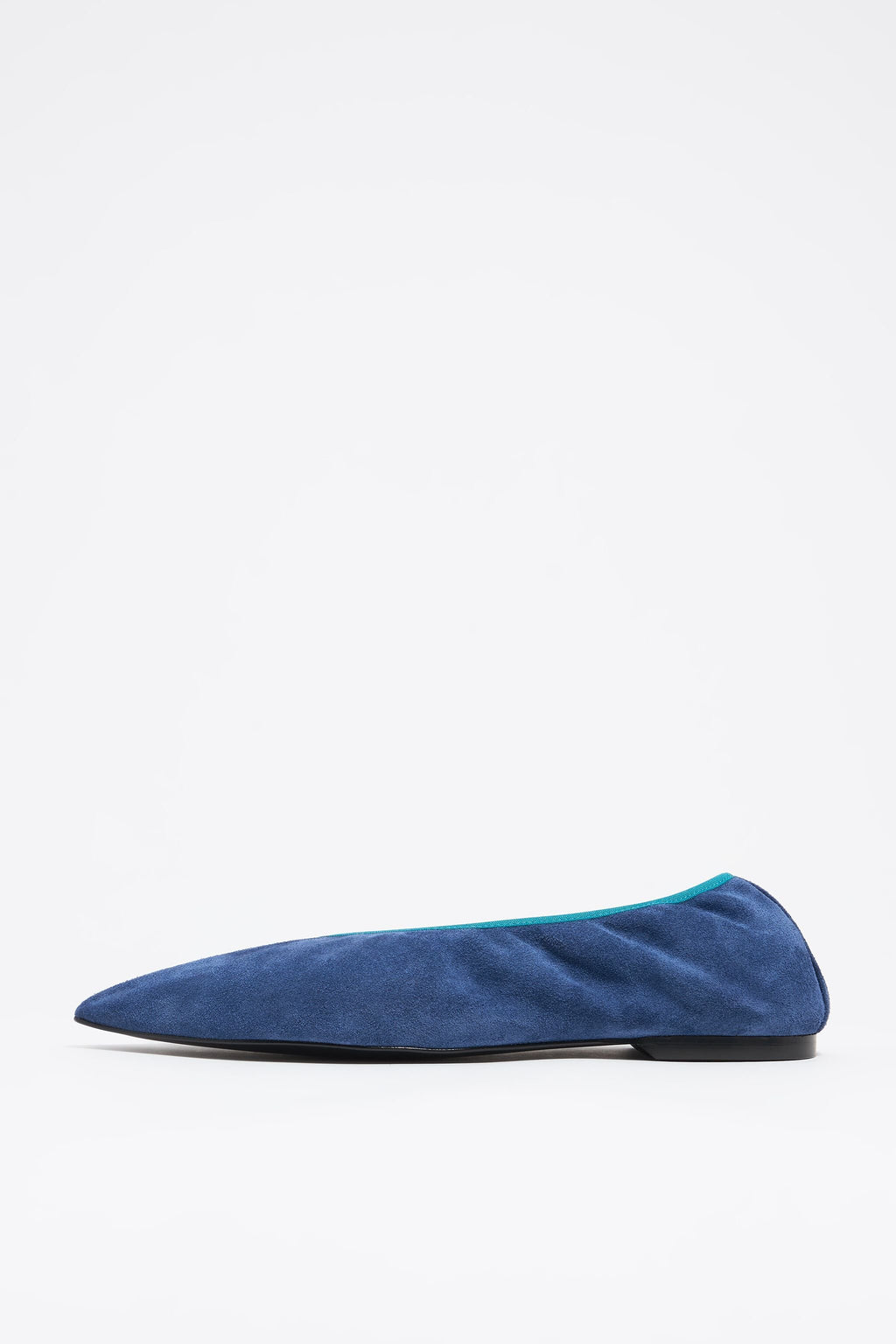 Blue suede pointed toe ballerina