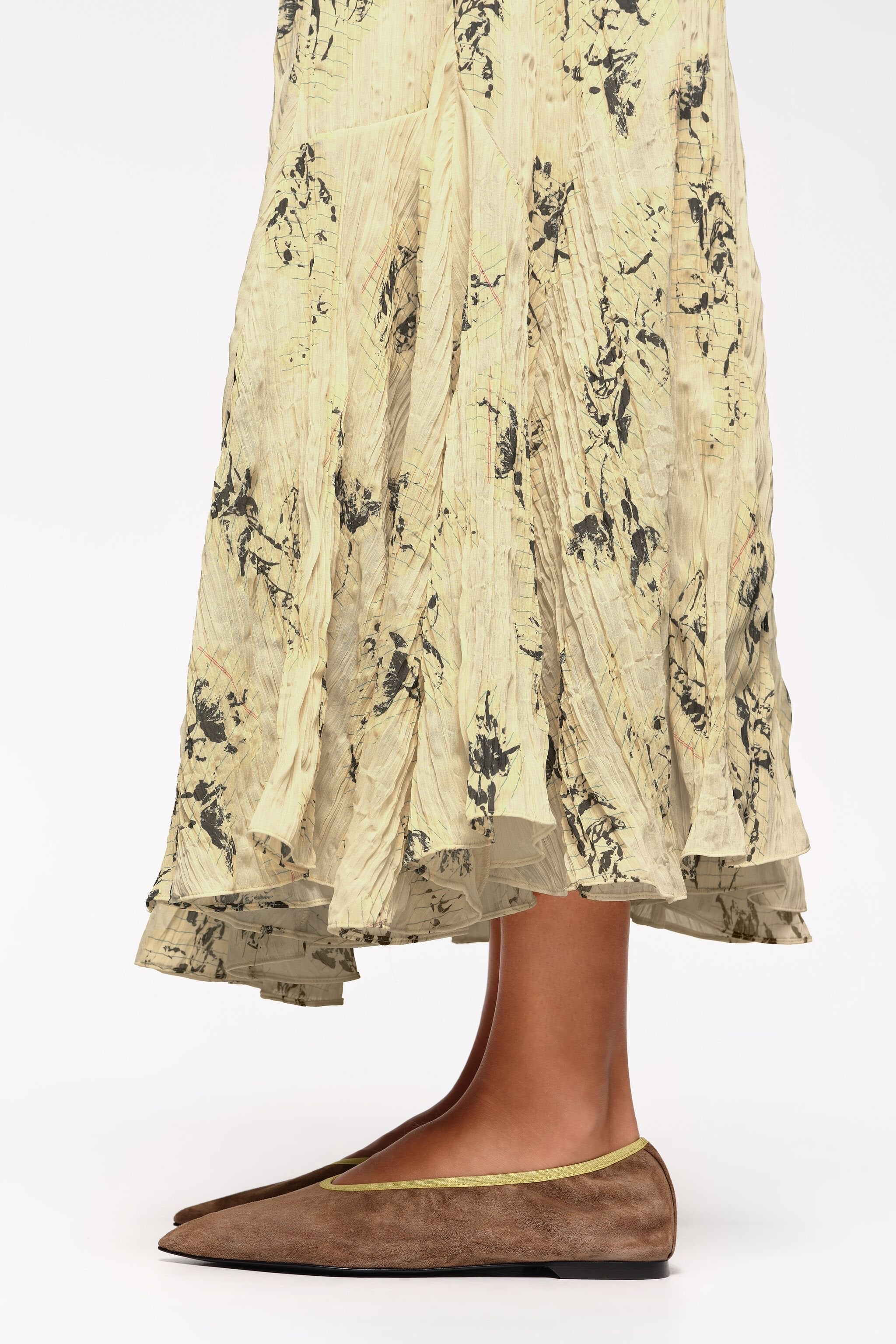 Brown suede pointed toe ballerina