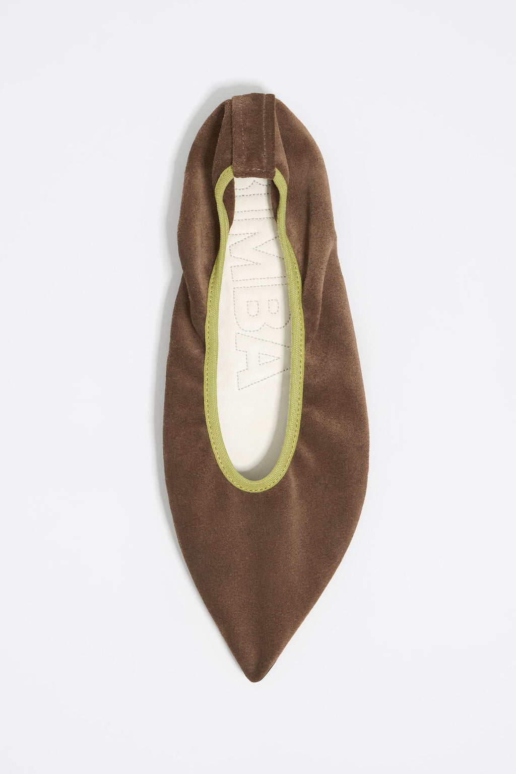 Brown suede pointed toe ballerina