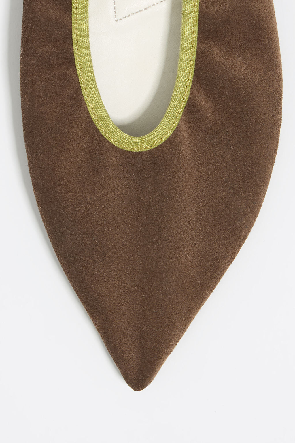 Brown suede pointed toe ballerina